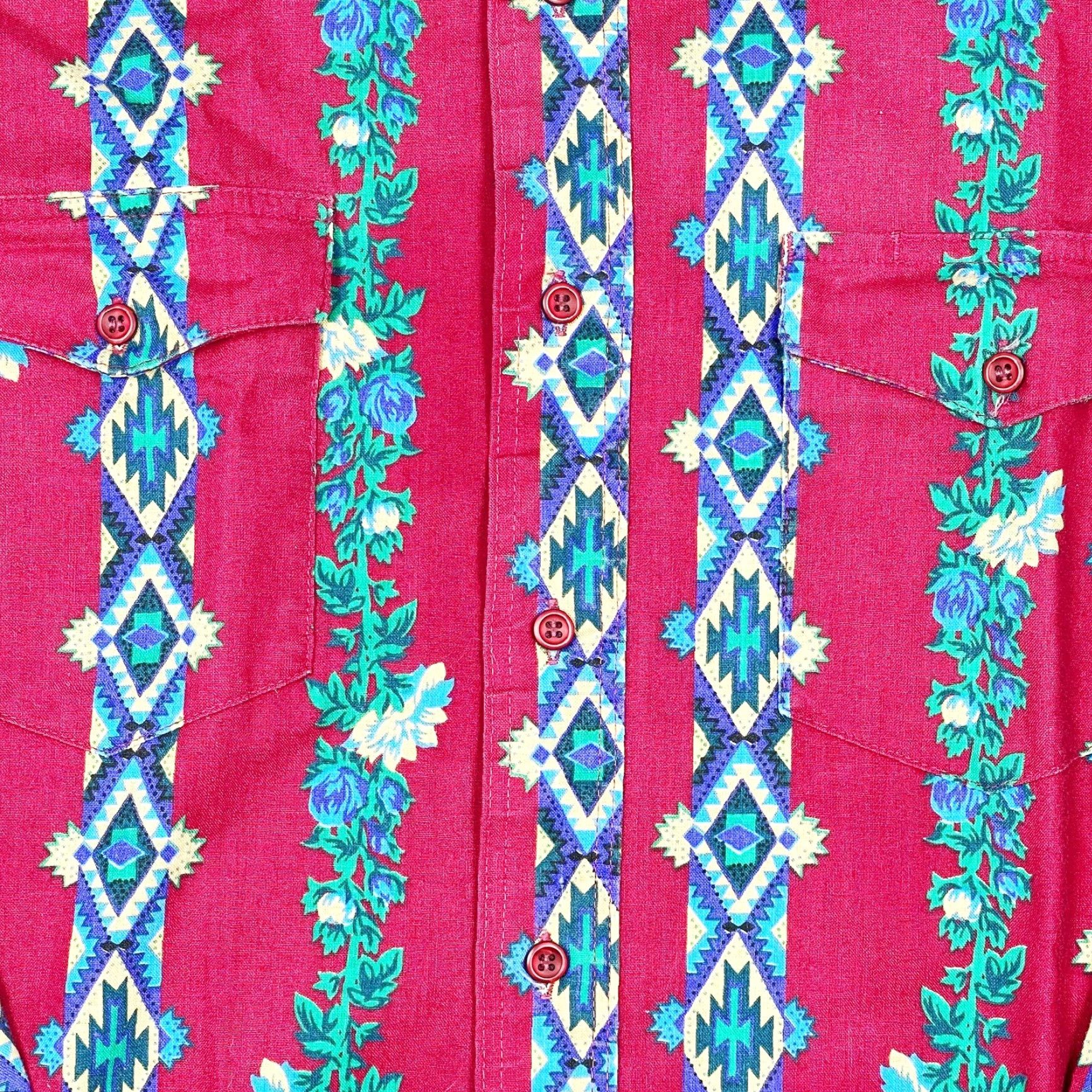 Wrangler Vtg Wrangler Western Aztec All Over Print Button Up Shirt Mens Large 16 1/2 Size US L / EU 52-54 / 3 - 2 Thumbnail