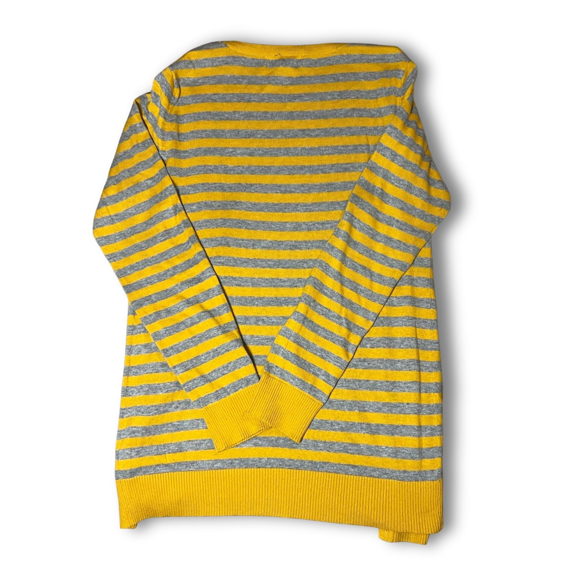 Forever 21 Forever 21 Yellow & Gray Striped Cardigan L/G Lightweight Kn Size L / US 10 / IT 46 - 3 Thumbnail