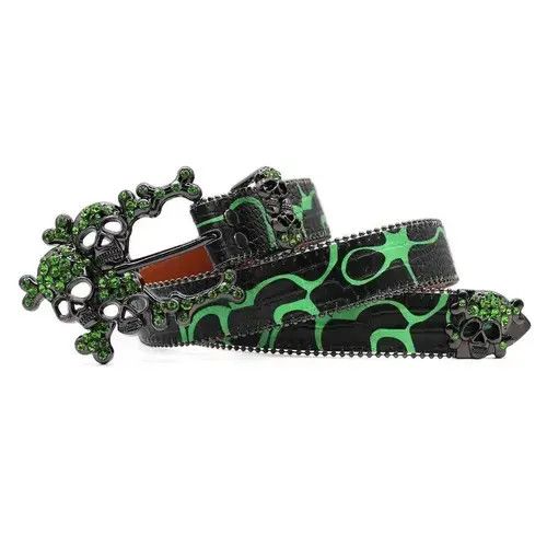 Japanese Brand × Vintage Skull Western Rhinestones Belt Design Crystal Studded Belt Size ONE SIZE - 2 Thumbnail