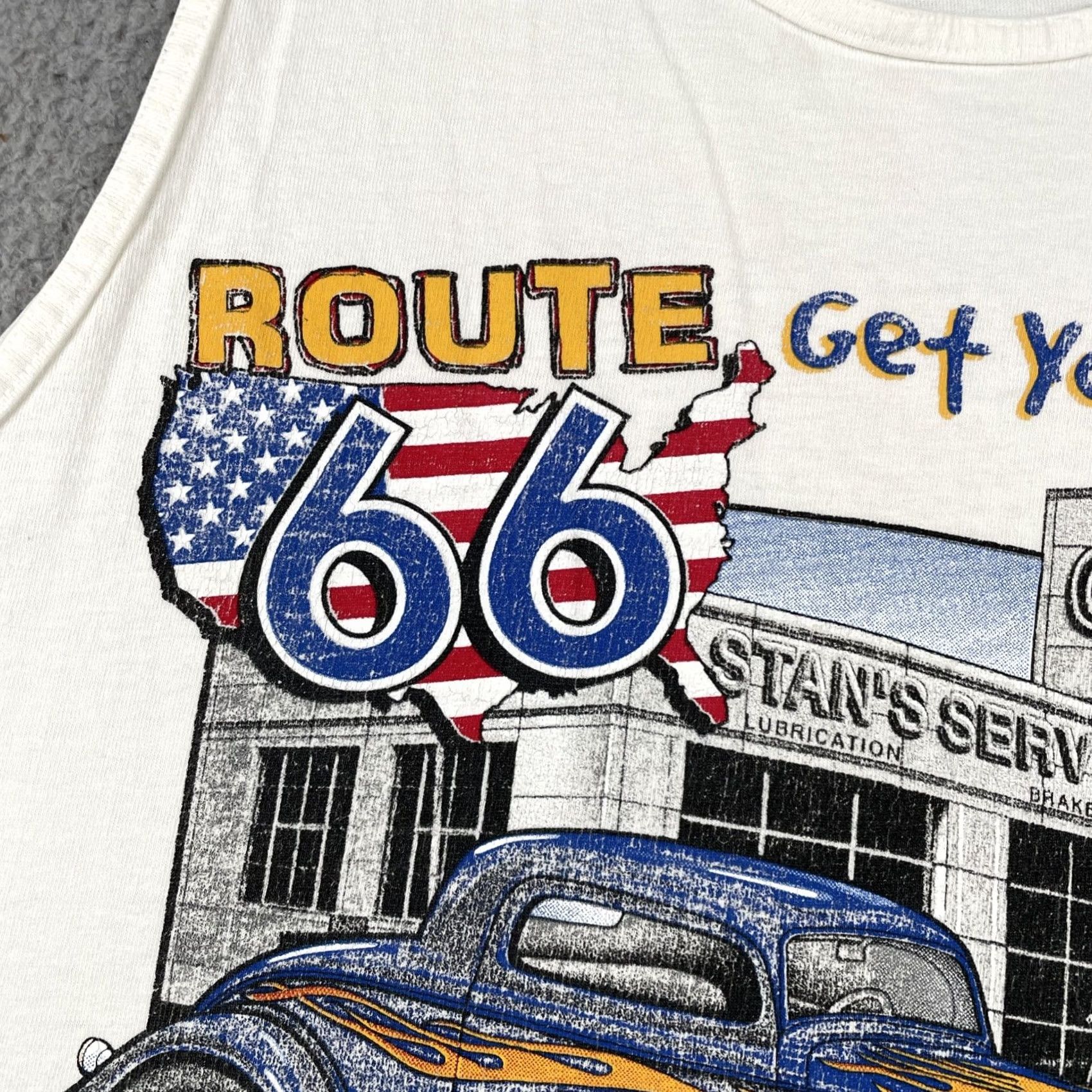 Vintage VINTAGE Route 66 Americas Highway Muscle Cars Tank Top Shirt XL White Size US XL / EU 56 / 4 - 6 Thumbnail