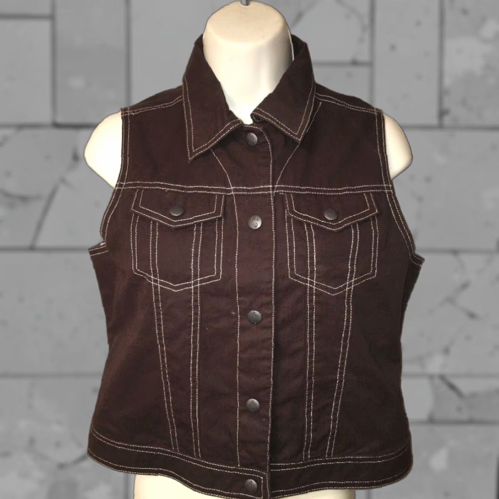 CO VINTAGE Outback Women's Brown Snap Button Front Vest Size Small Size S / US 4 / IT 40 - 1 Thumbnail