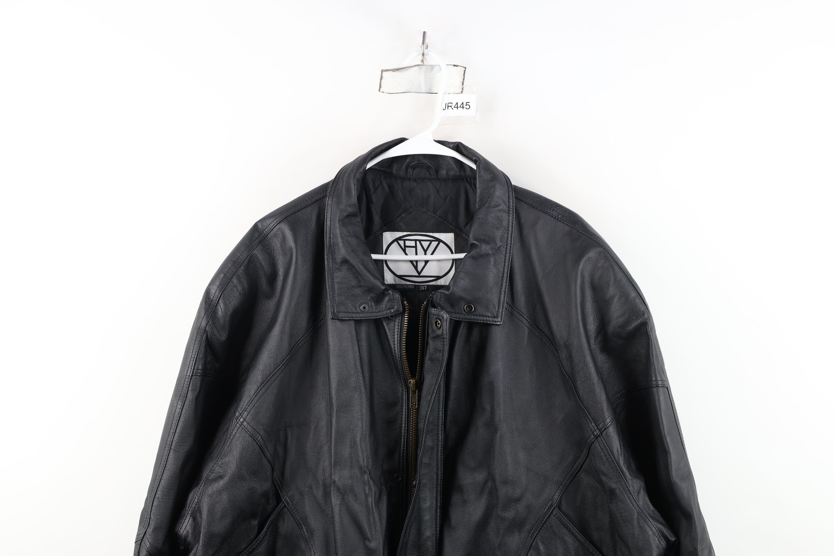 Vintage Vintage 90s Streetwear Quilted Full Zip Leather Jacket Black Size US XXL / EU 58 / 5 - 2 Thumbnail