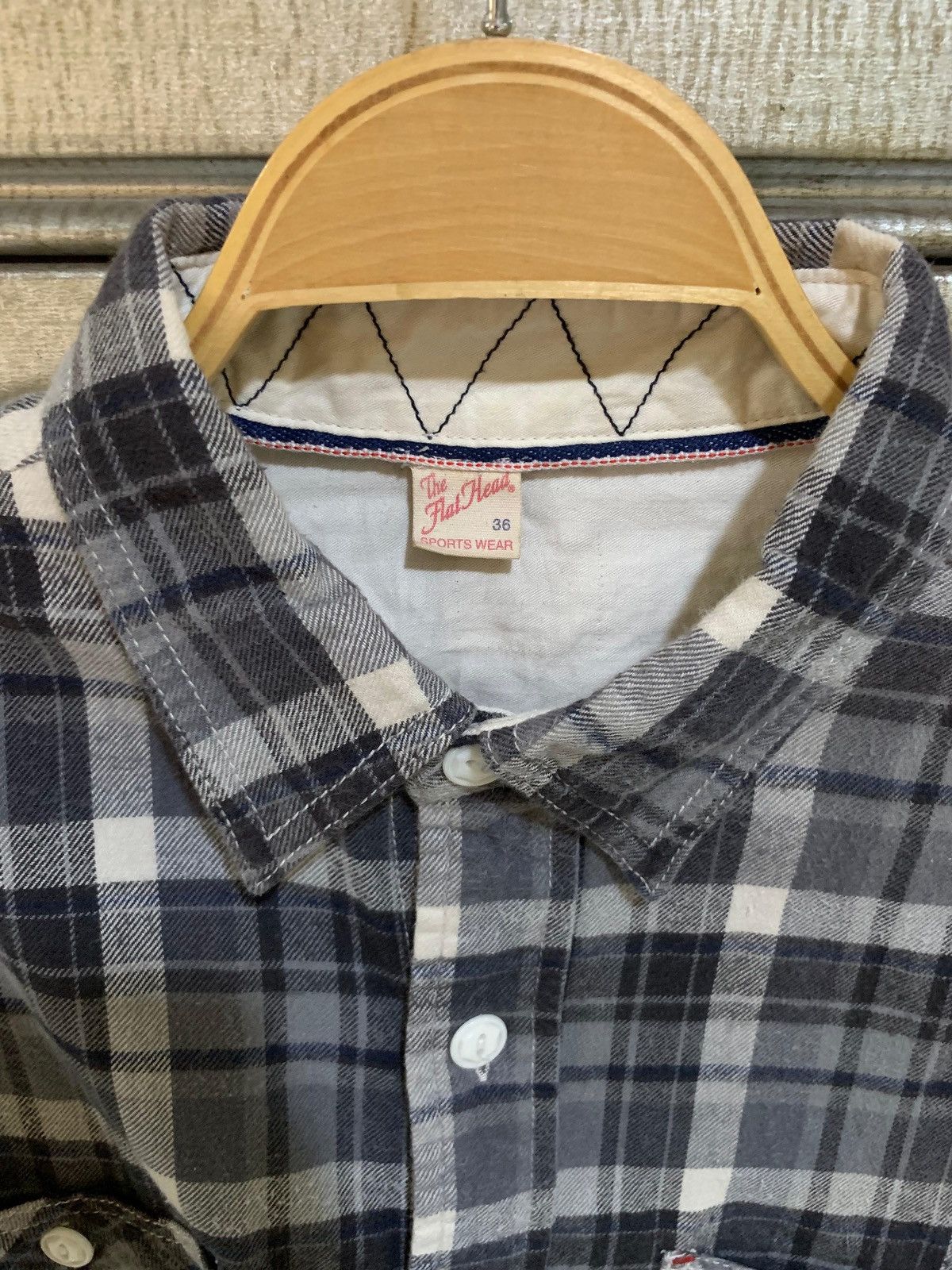 the flat head embroidery chainstitch button up flannel shirt