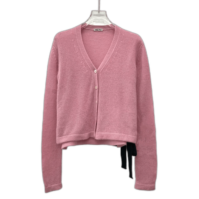 Miu Miu Pink Cashmere V-Neck Cardigan