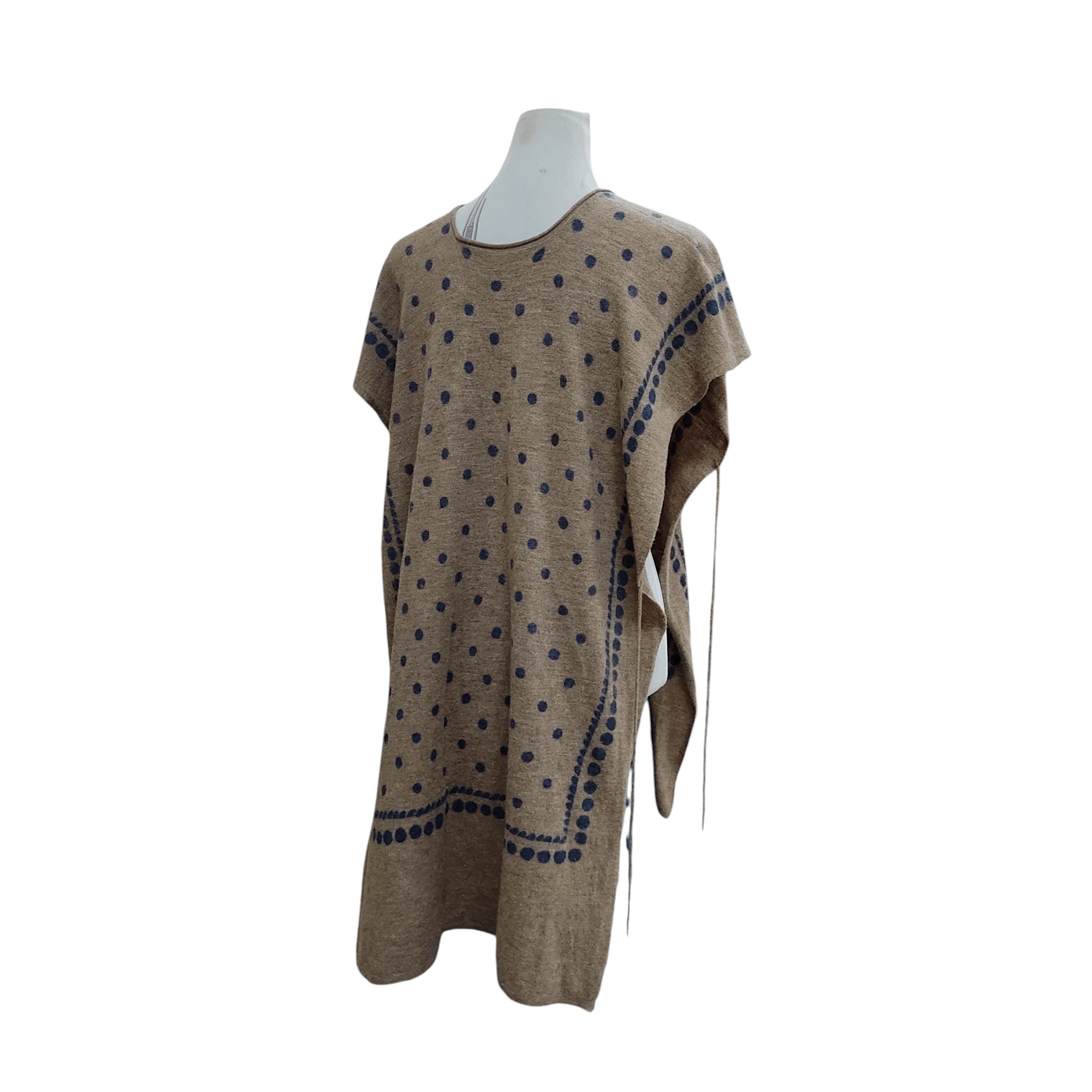 45rpm 45rpm Kapital "Hua Xia" Polka Dot Woven Wool Poncho Size ONE SIZE - 4 Thumbnail