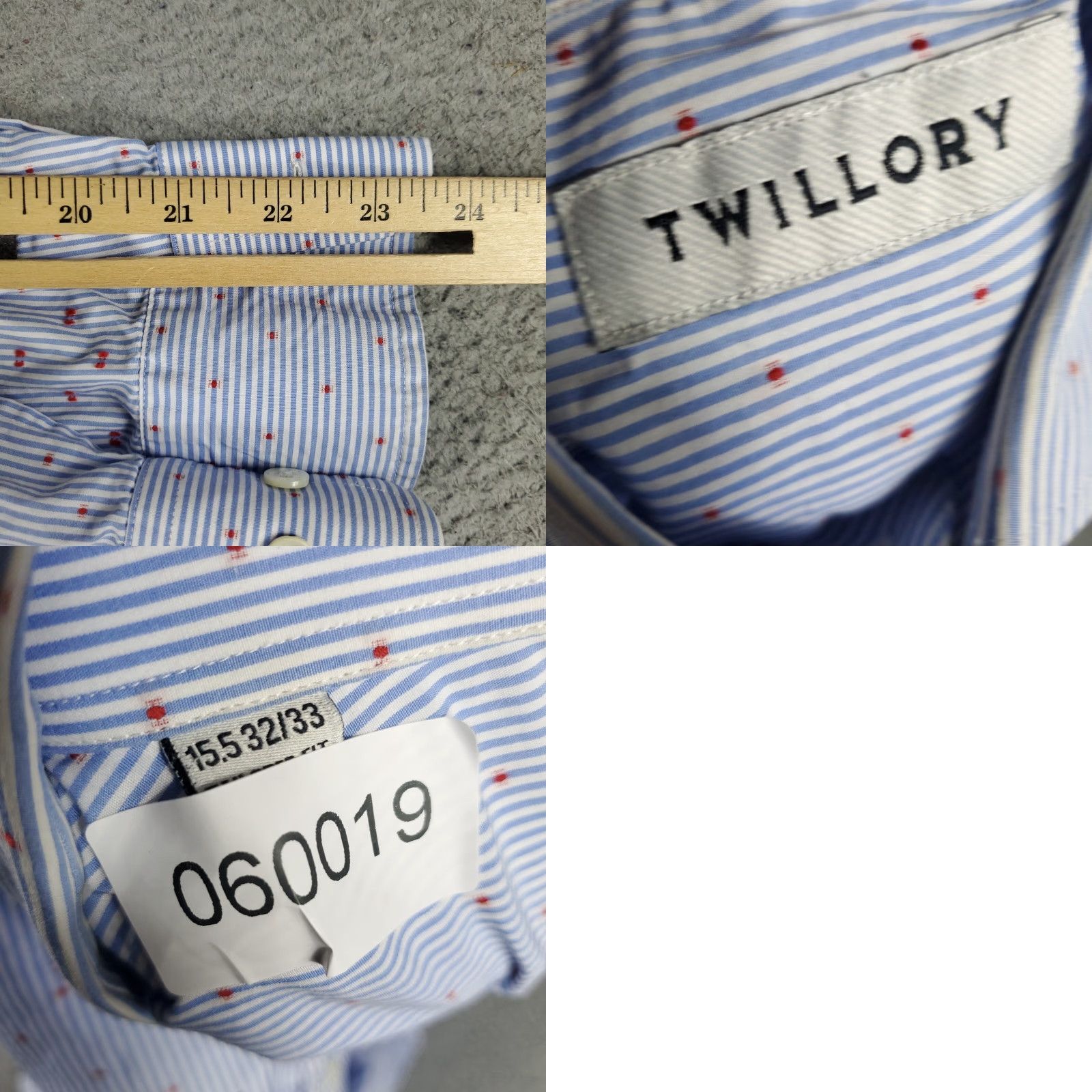 Vintage Twillory Shirt Mens 15.5 Blue White Striped Button-Up Long Sleeve Dress Shirt Casual Formal Workwear Blue Mens 15.5 Size 40R - 8 Thumbnail