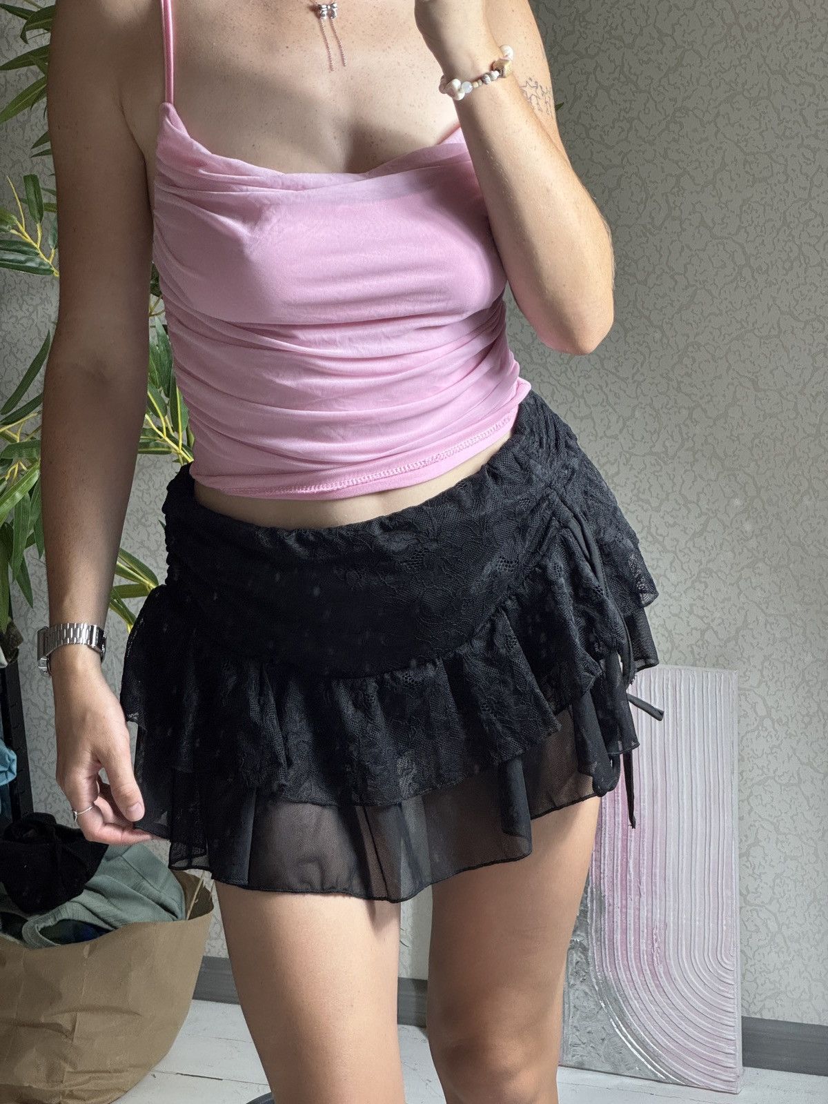 Other VINTAGE MESH RUSHES 2000s SKIRT / SHORTS Size 30" / US 8 / IT 44 - 2 Thumbnail