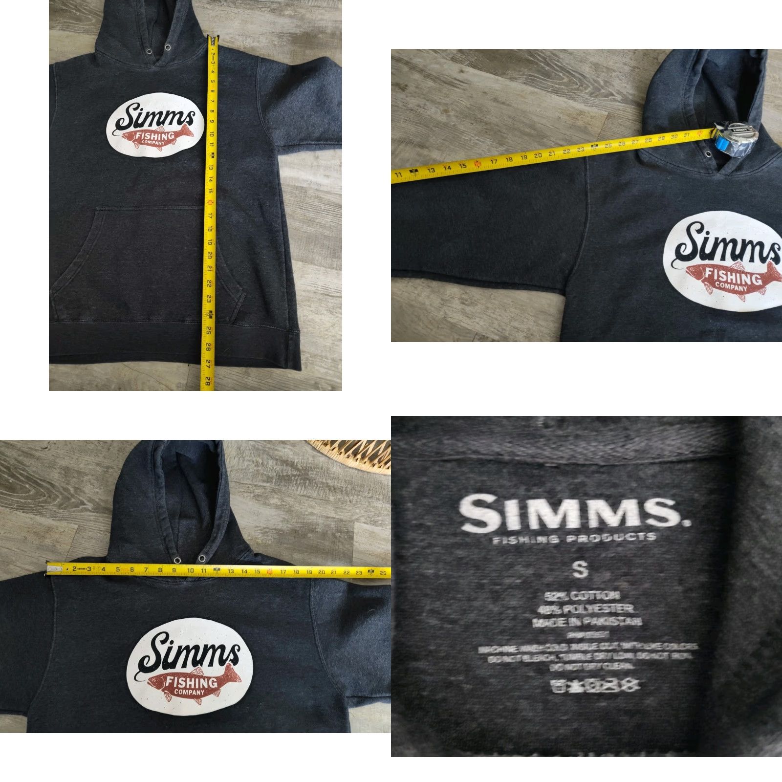 Vintage SIMMS Trout Wander Hoodie Men’s Charcoal Gray Size Small *No Drawstrings* Hiking Mens Size US S / EU 44-46 / 1 - 8 Thumbnail