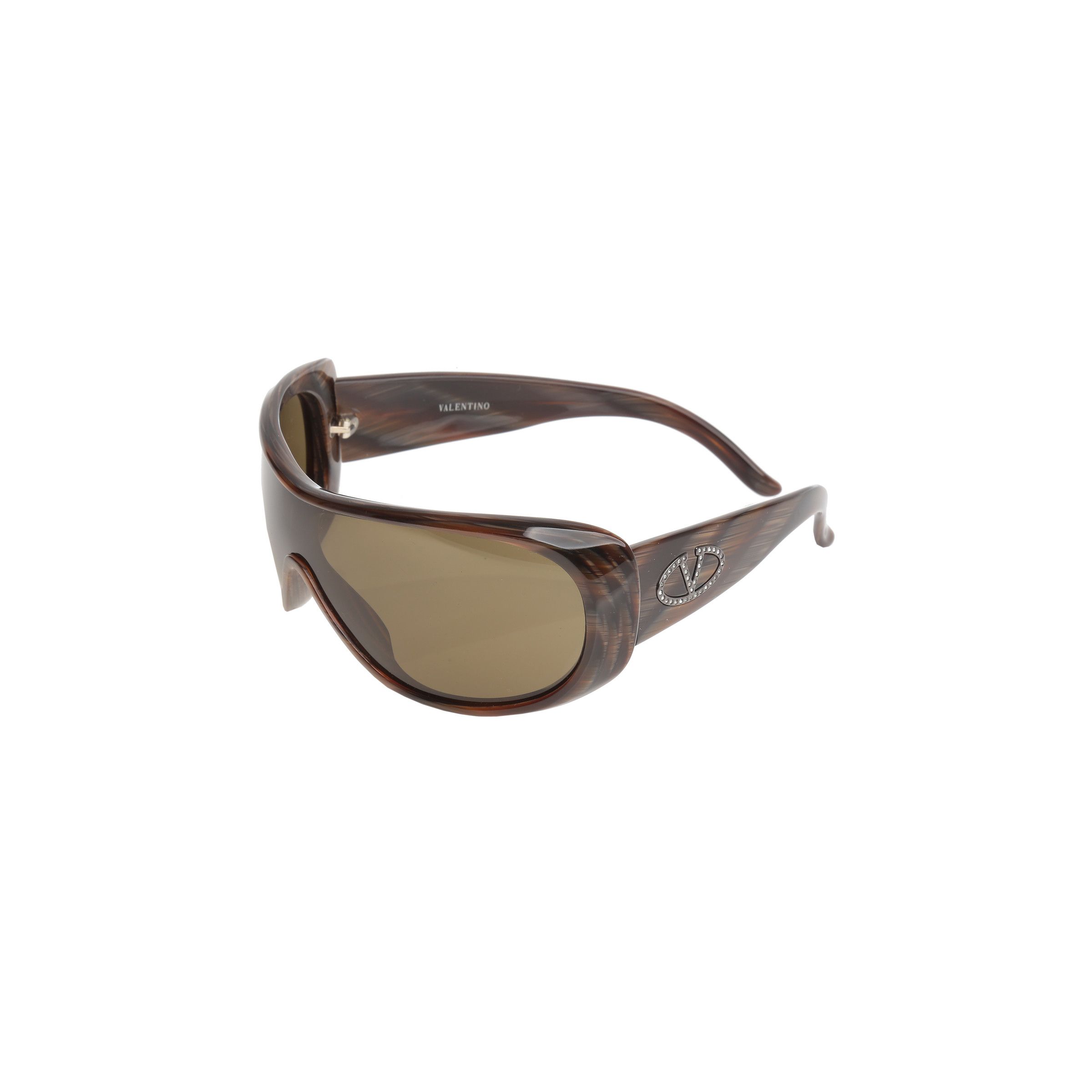 Valentino Valentino '00s Brown Oversize Mask Sunglasses Size ONE SIZE - 3 Thumbnail