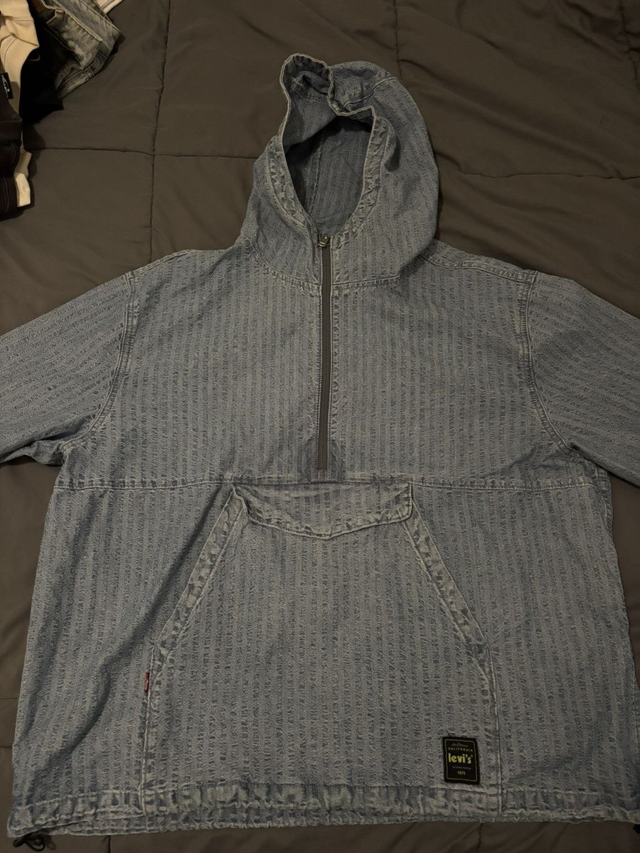 Levi's Vintage Clothing Vintage Denim Levis Quarter Zip Hoodie Size US L / EU 52-54 / 3 - 1 Thumbnail