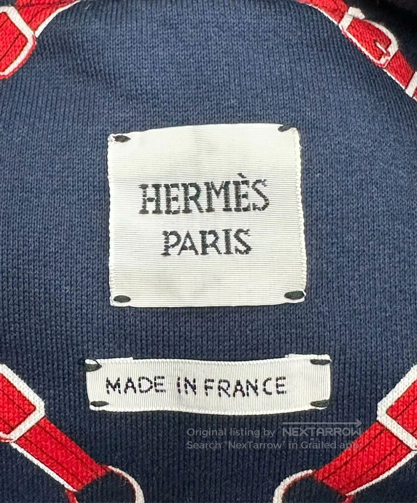 Hermes Hermes Dark Blue Chain Print Logo Jacket| Size XXS / US 00 / IT 34 - 3 Thumbnail