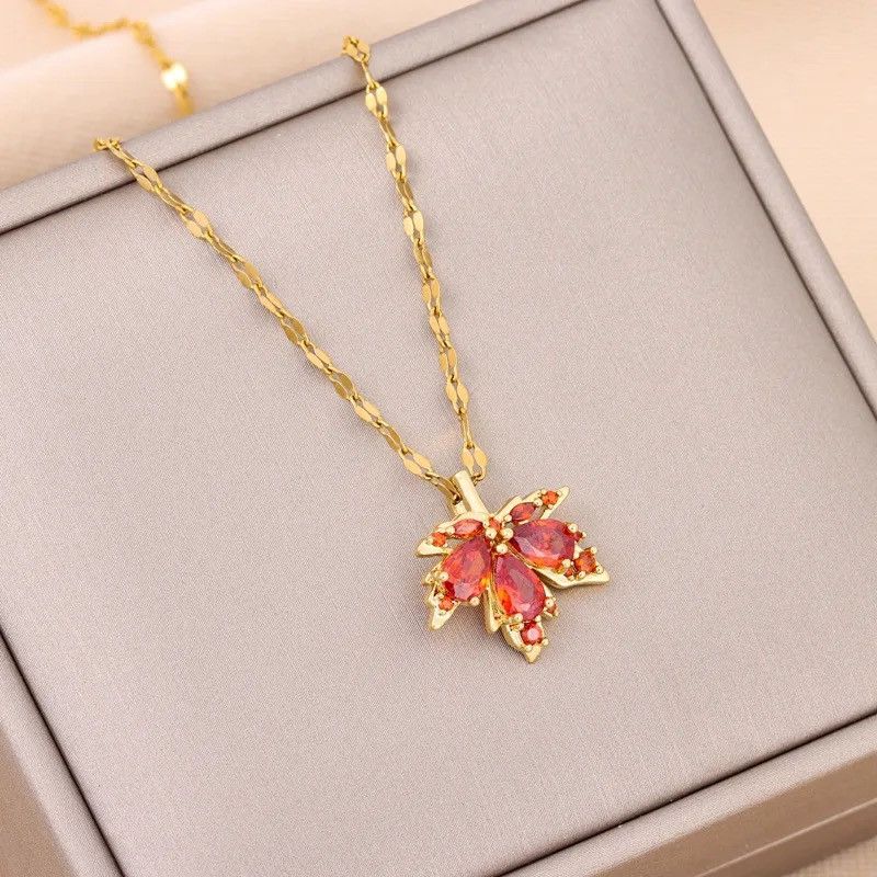 Jewelry Classic Vintage Red Leaf Necklace Size ONE SIZE - 3 Thumbnail