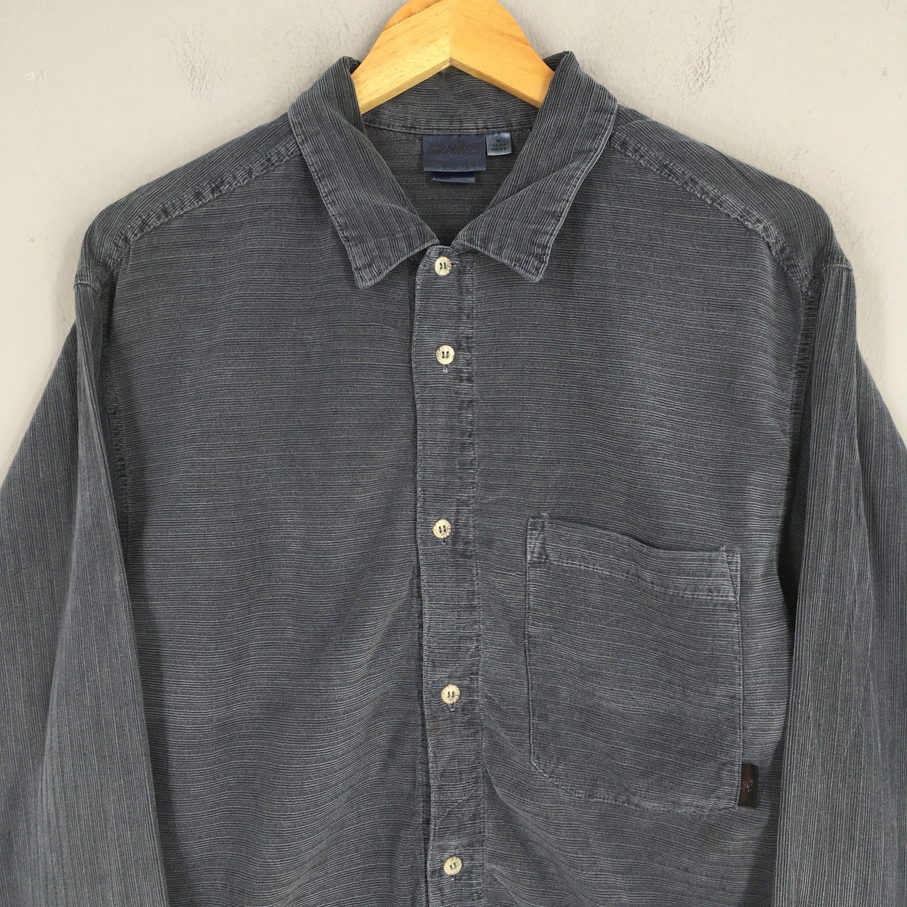 Gramicci Vintage 90s Gramicci Usa Gray Stripes Shirt Medium Size US M / EU 48-50 / 2 - 2 Thumbnail