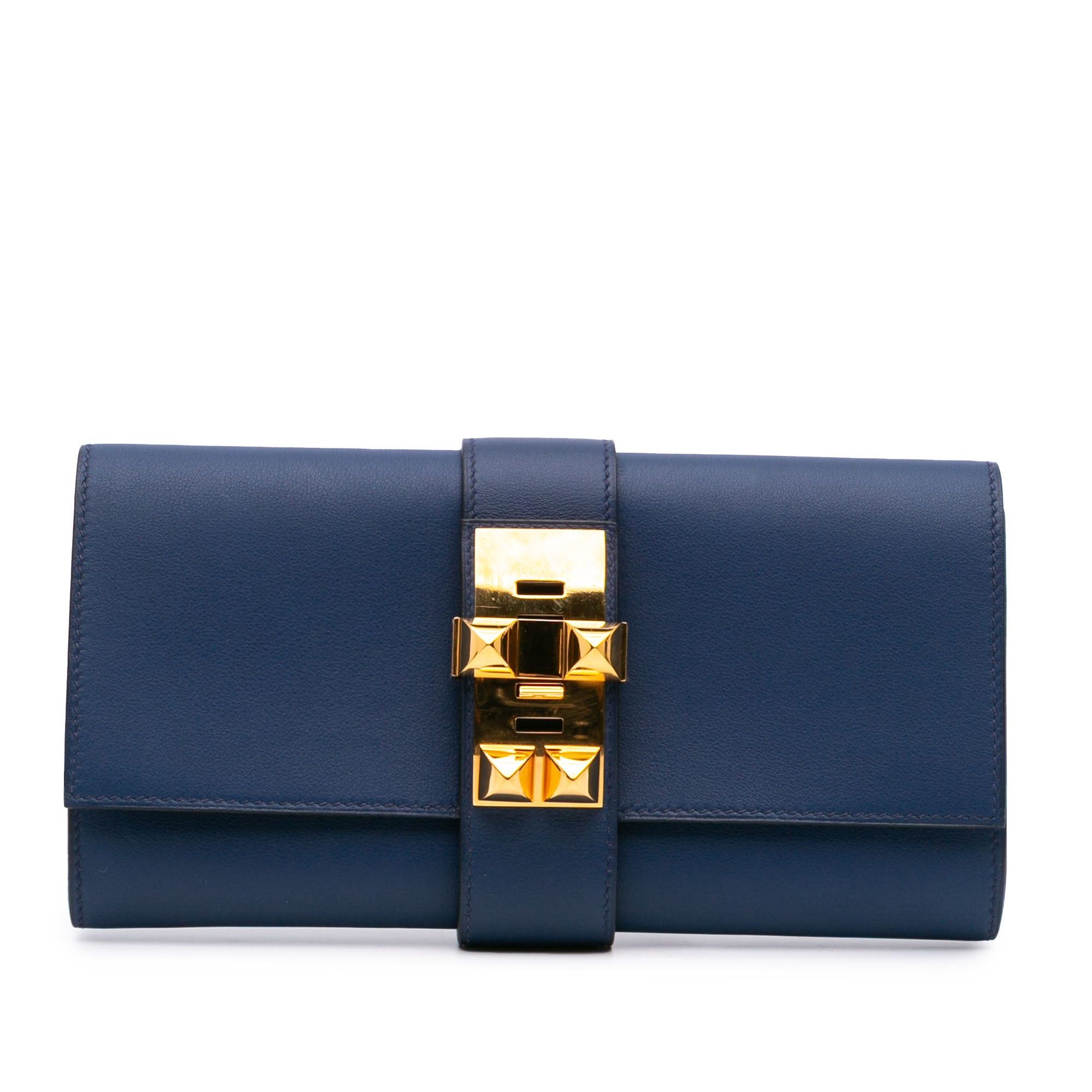 Hermes Hermès Chevre Mysore Medor Clutch 23 Blue Size ONE SIZE - 1 Thumbnail