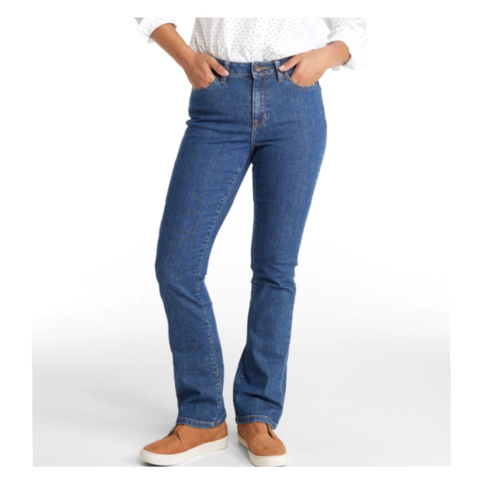 Vintage L.L. Bean Jeans Womens True Shape Classic Fit High Rise Bootcut Leg 10 MT Blue Cotton Blend Denim 5-Pocket Mens? Girls? Size 32" / US 10 / IT 46 - 2 Thumbnail