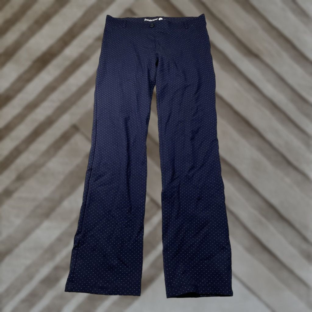 Vintage Betabrand Pants Women Large Blue Polka Dots Dress Casual Yoga Stretch Size 36" / US 14 / IT 50 - 1 Thumbnail