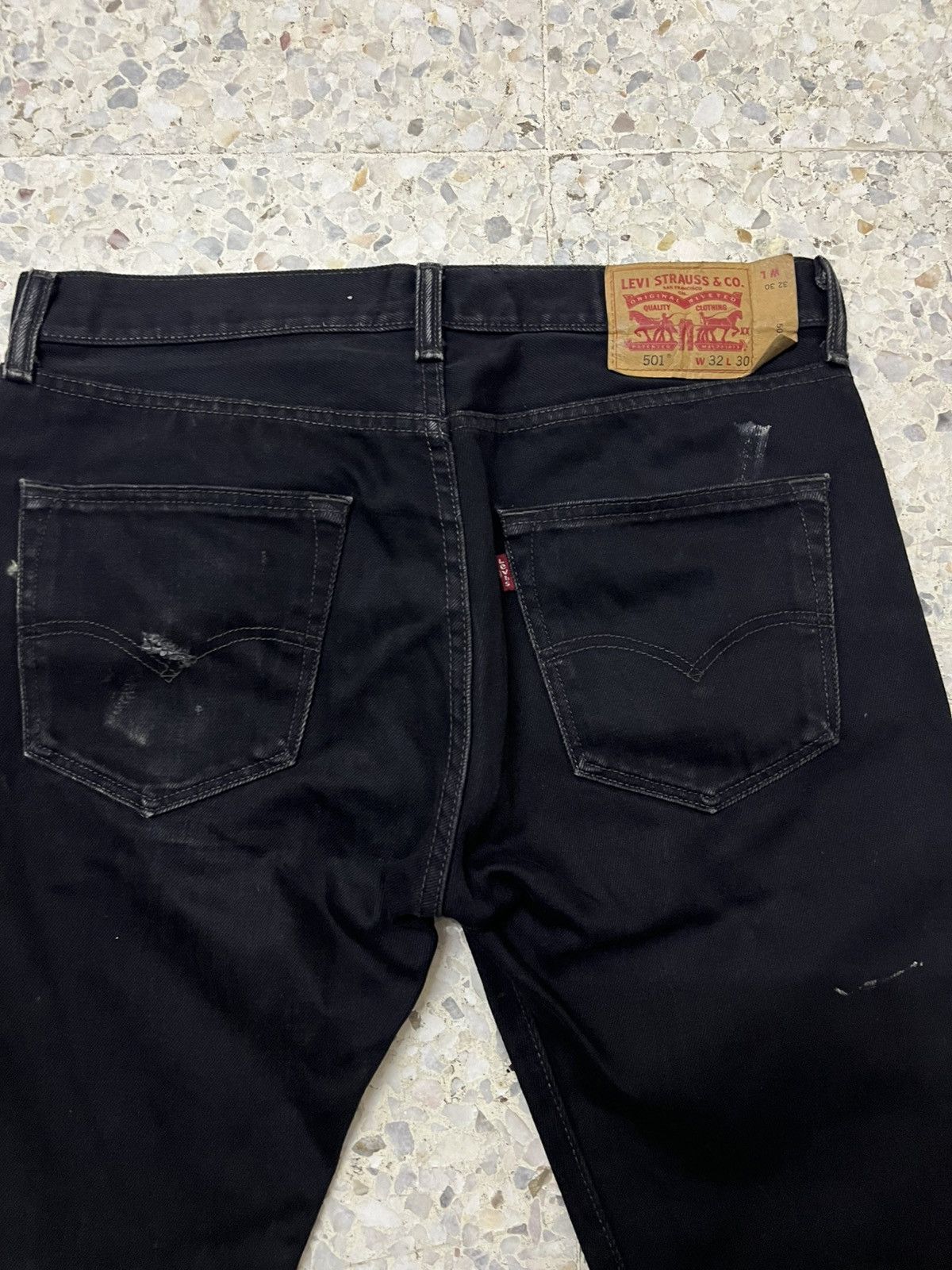 Levi's Vintage Clothing Levi’s 501 Black Distressed Jeans, Worn Fade Style Size US 33 - 3 Thumbnail