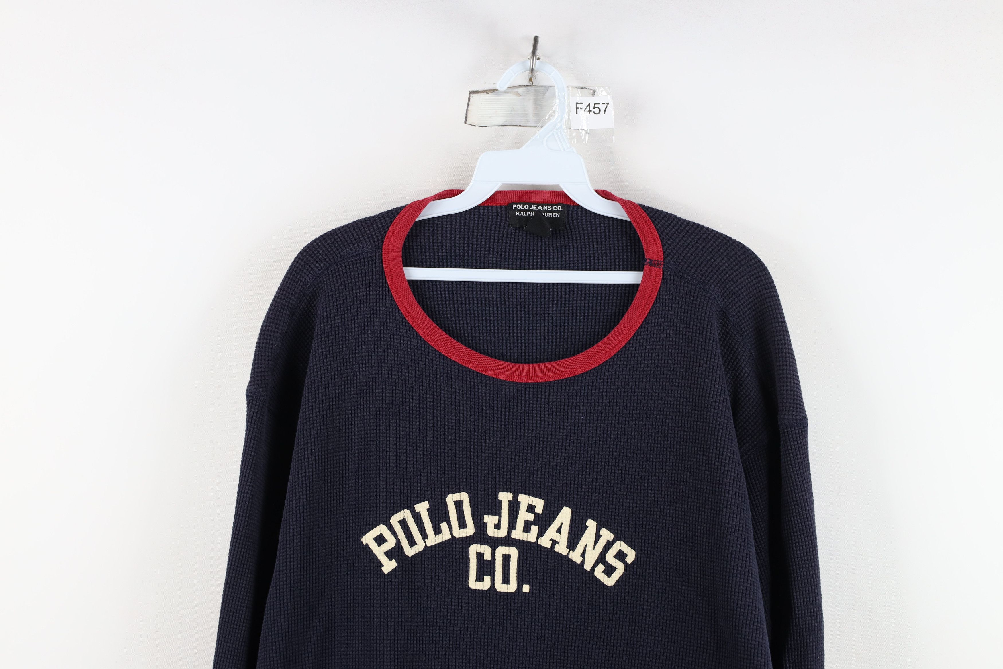 Ralph Lauren Vintage 90s Ralph Lauren Thermal Waffle Knit T-Shirt Blue Size US XXL / EU 58 / 5 - 2 Thumbnail