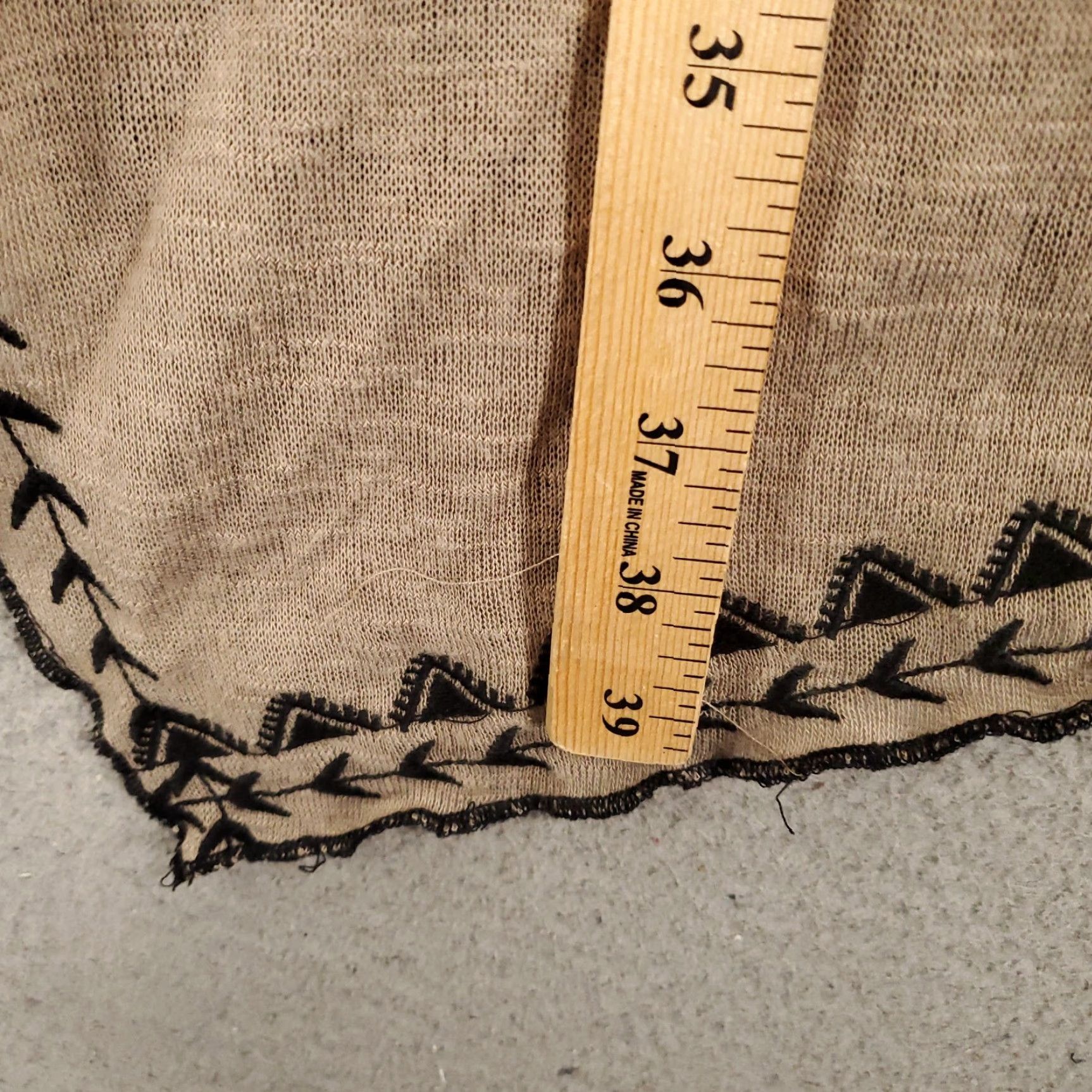 Vintage John Mark Cardigan Womens XL Tan Black Geometric Knit Open Front Flowy Sweater Size XL / US 12-14 / IT 48-50 - 3 Thumbnail