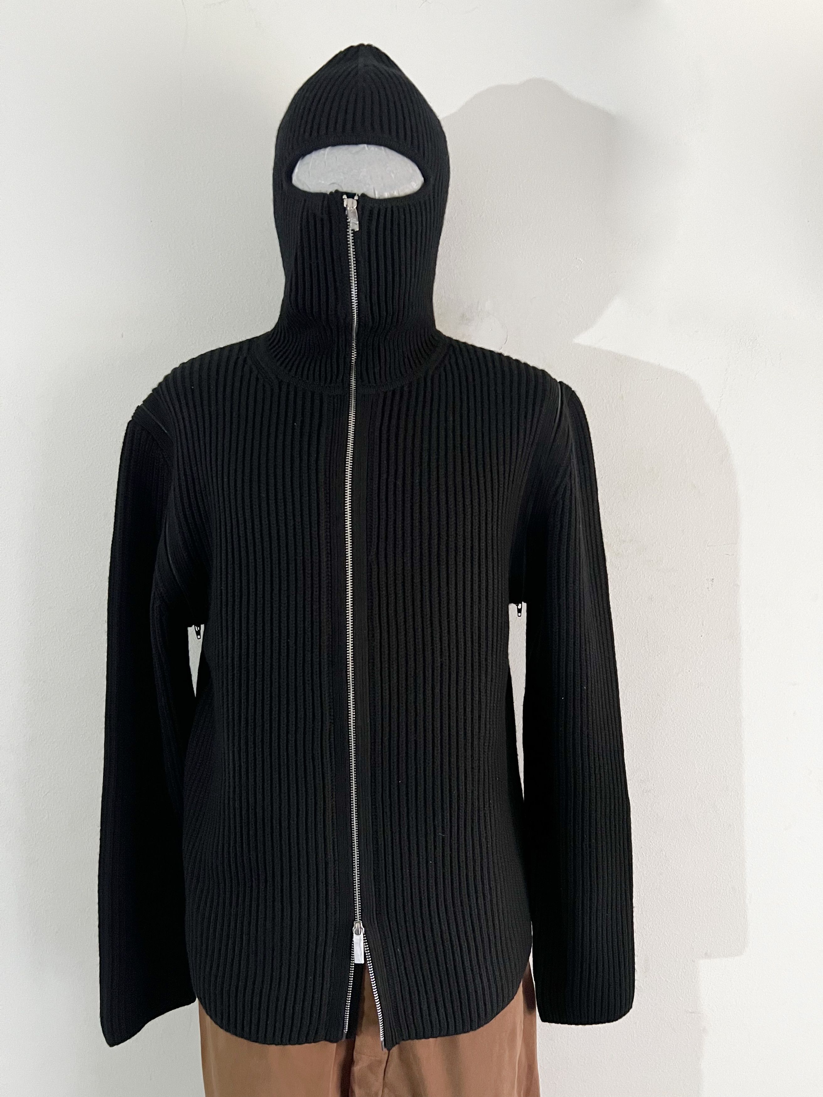 Helmut Lang Balaclava Hooded Ribbed Wool Sweatshirt Size US L / EU 52-54 / 3 - 3 Thumbnail