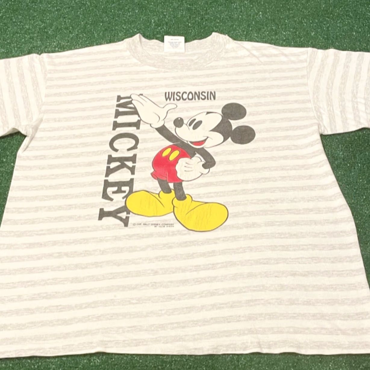 Disney VINTAGE Disney Mickey Mouse Wisconsin Striped Shirt Mens L Gray 90s Cartoon VTG USA Mens Size US L / EU 52-54 / 3 - 3 Thumbnail