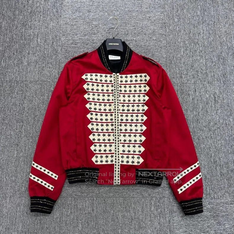 Saint Laurent Paris SAINT LAURENT Red Embroidered Bomber Jacket. Size US L / EU 52-54 / 3 - 1 Thumbnail