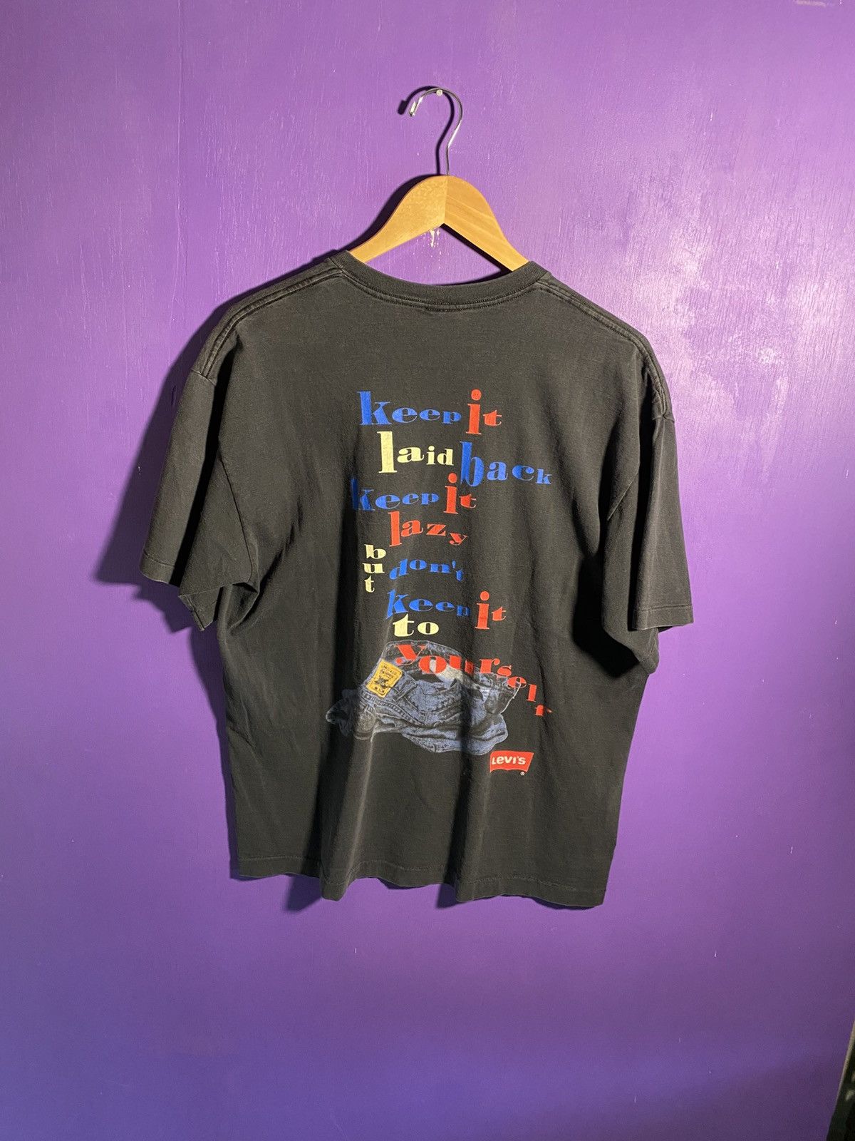 Levi's Vintage 90s Levis keep it laid back faded t-shirt Size US L / EU 52-54 / 3 - 2 Thumbnail