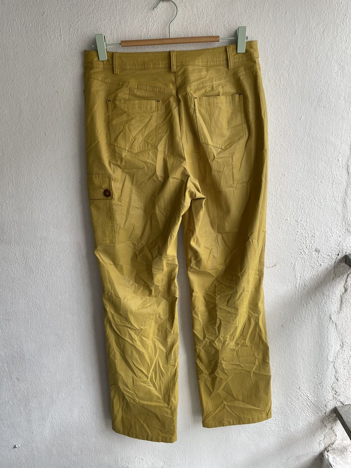 Designer × Japanese Brand Retro Christian Aujard Glossy mustard cargo wax pants Size 29" - 5 Thumbnail