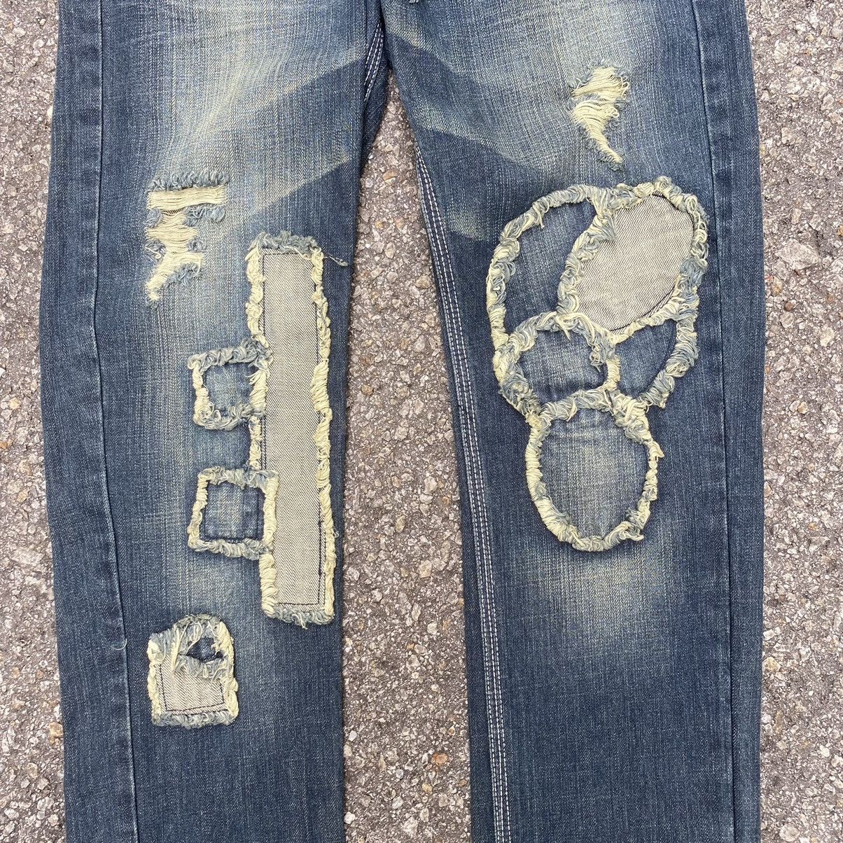 Kapital Japanese Distressed Denim Patchwork Jeans Recyclage Low Rise Size US 28 / EU 44 - 3 Thumbnail