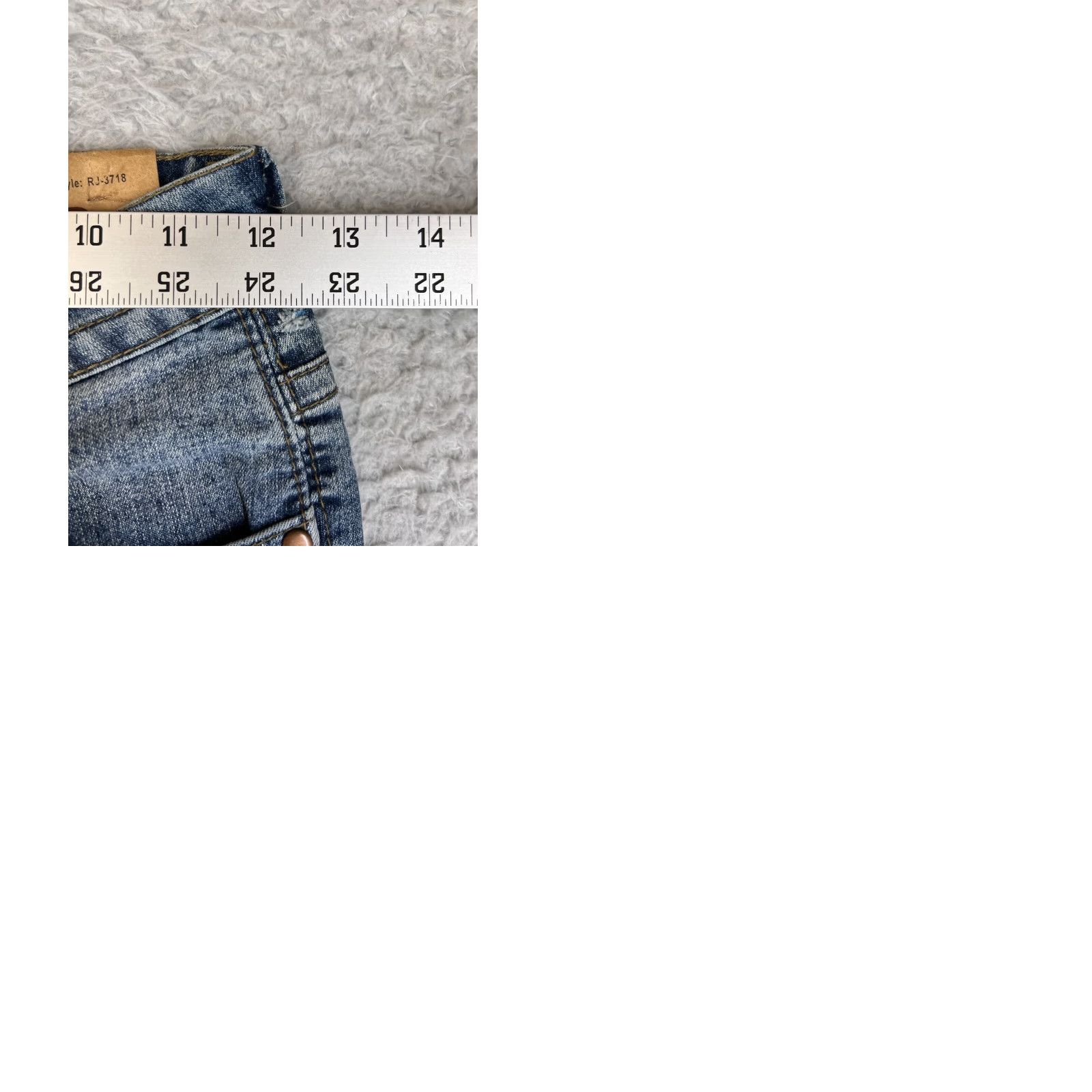 Denime Rustic Jeans Blue Denim Cropped Straight Jeans Womens 1 Stretch Patches Distressed Classic Western Style 5-Pocket Size 25" / US 0 / IT 36 - 9 Thumbnail