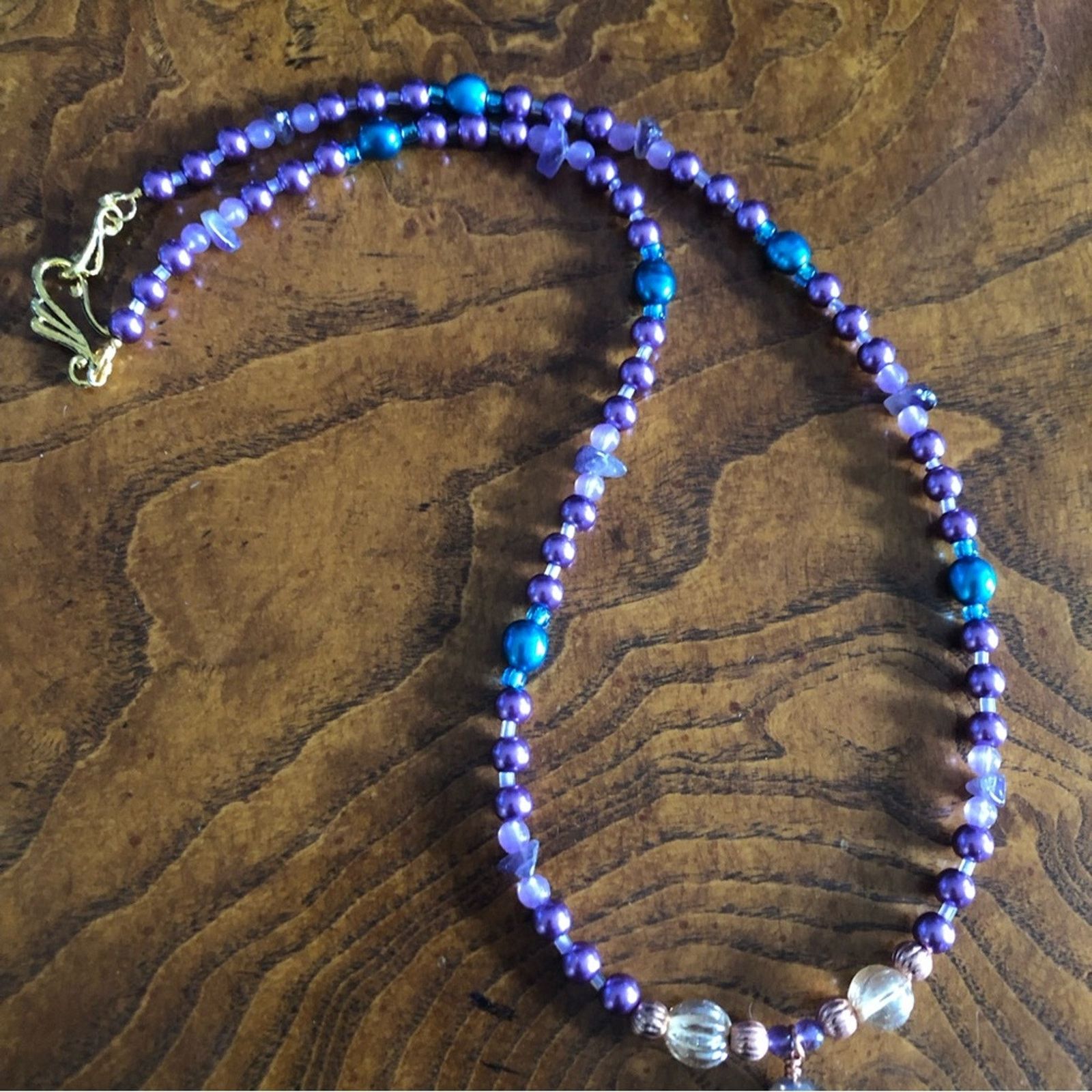 Handmade Handcrafted fresh water peacock blue pearl necklace Size ONE SIZE - 8 Thumbnail