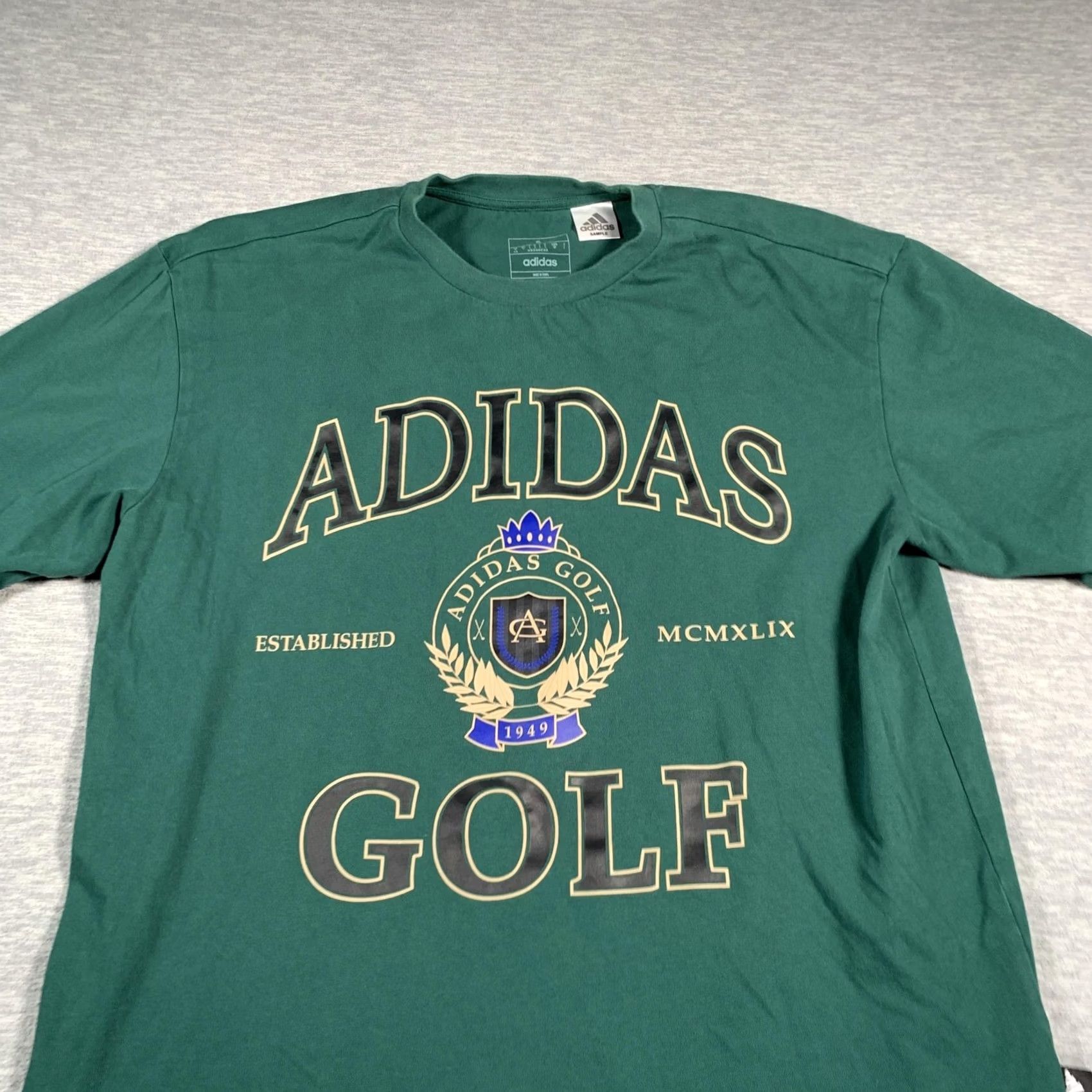 Adidas Adidas Golf Shirt Mens S Green Graphic Crest 1949 Sample Cotton Athletic Tee Size US S / EU 44-46 / 1 - 2 Thumbnail