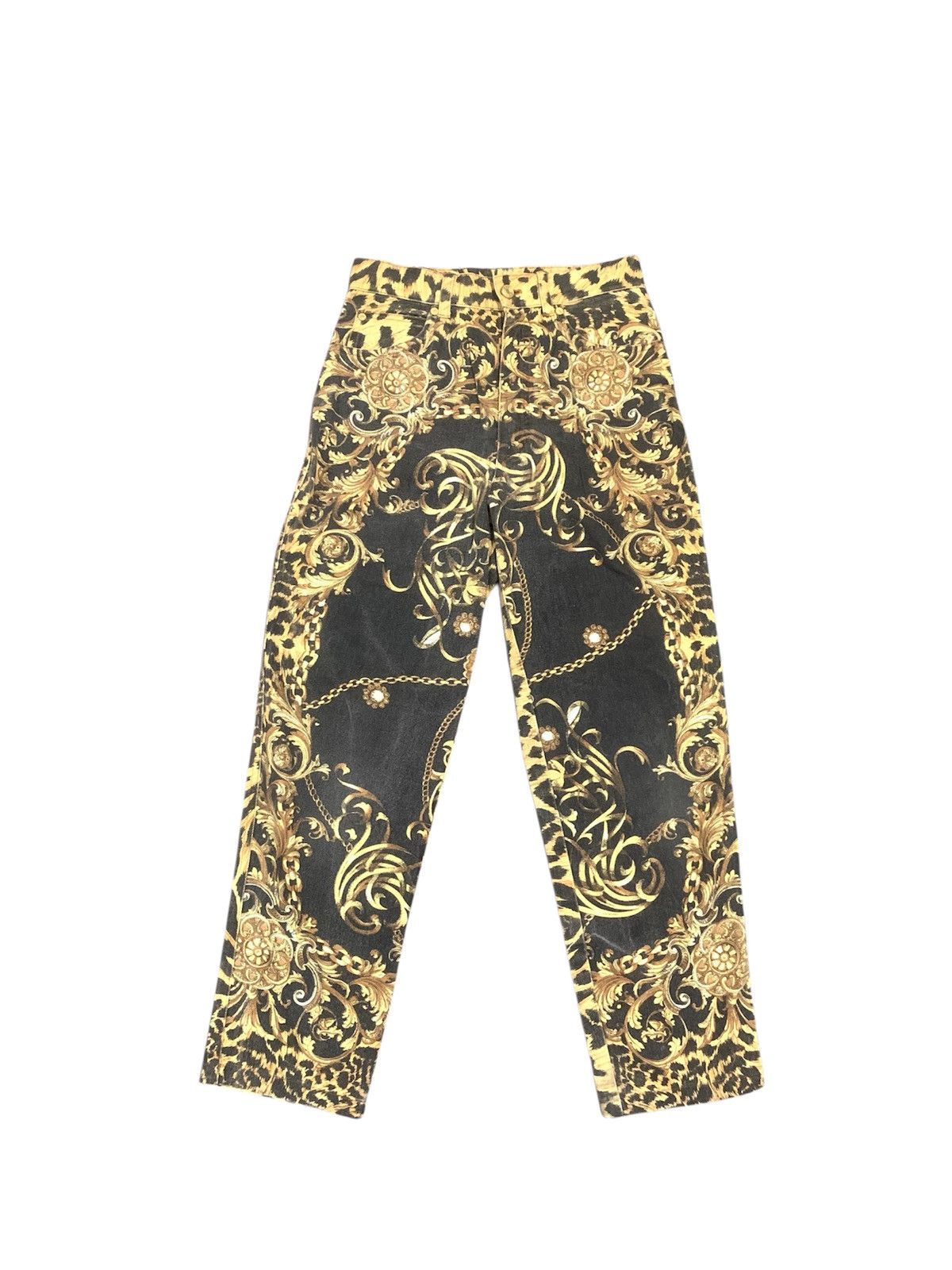 Roberto Cavalli Vintage 80's Roberto Cavalli Renaissance Print Trousers Size 28" / US 6 / IT 42 - 1 Thumbnail