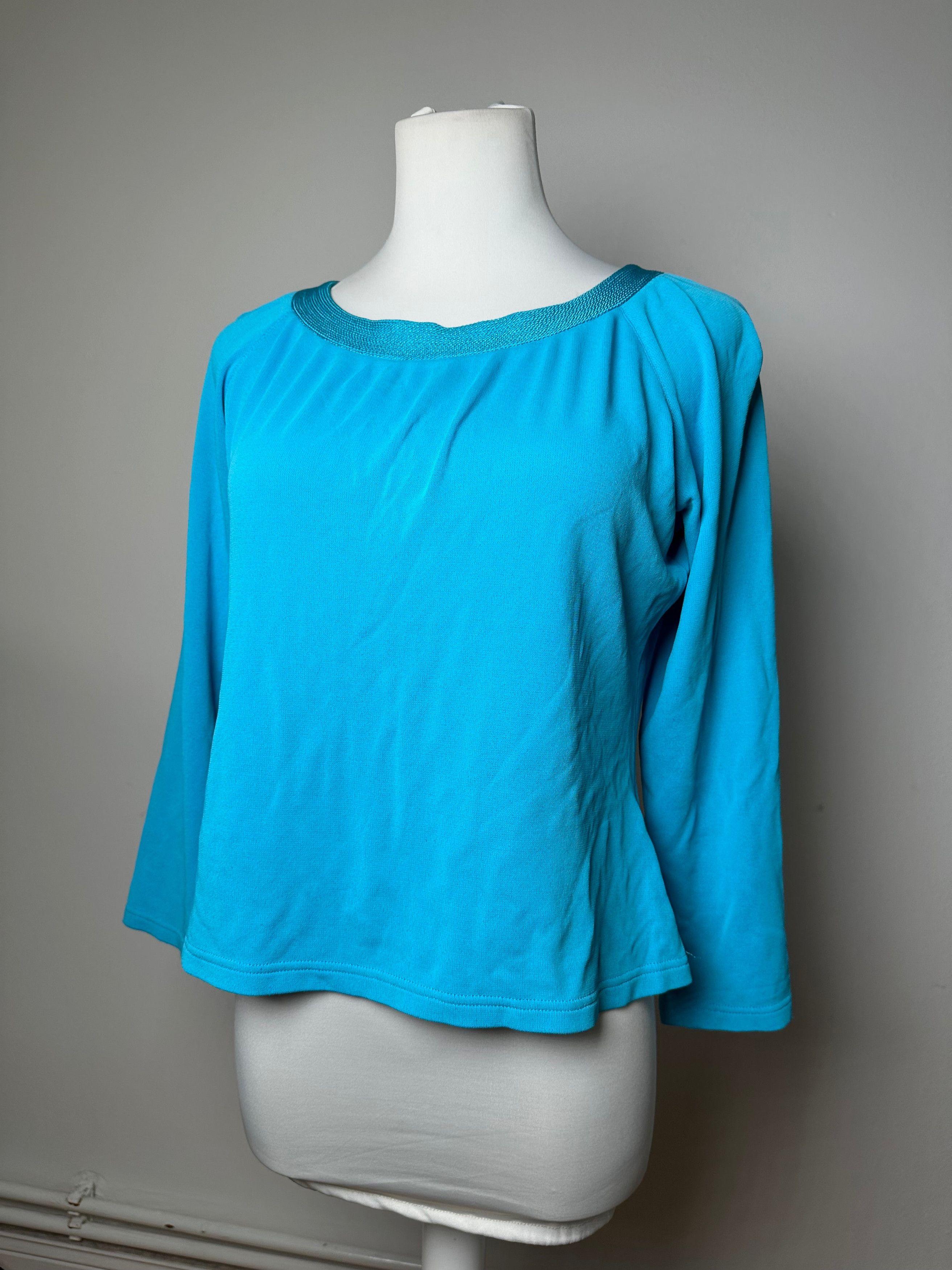 Other Vintage Christian Dior Boat Neck Knit Top Turquoise L Size L / US 10 / IT 46 - 1 Thumbnail