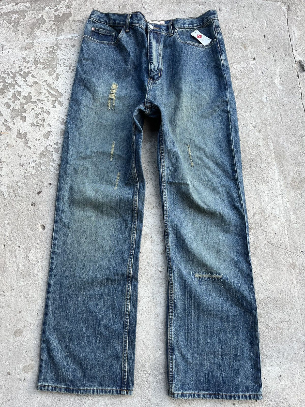Vintage Faded Distressed Rick Owens Style Y2K Jeans Denim