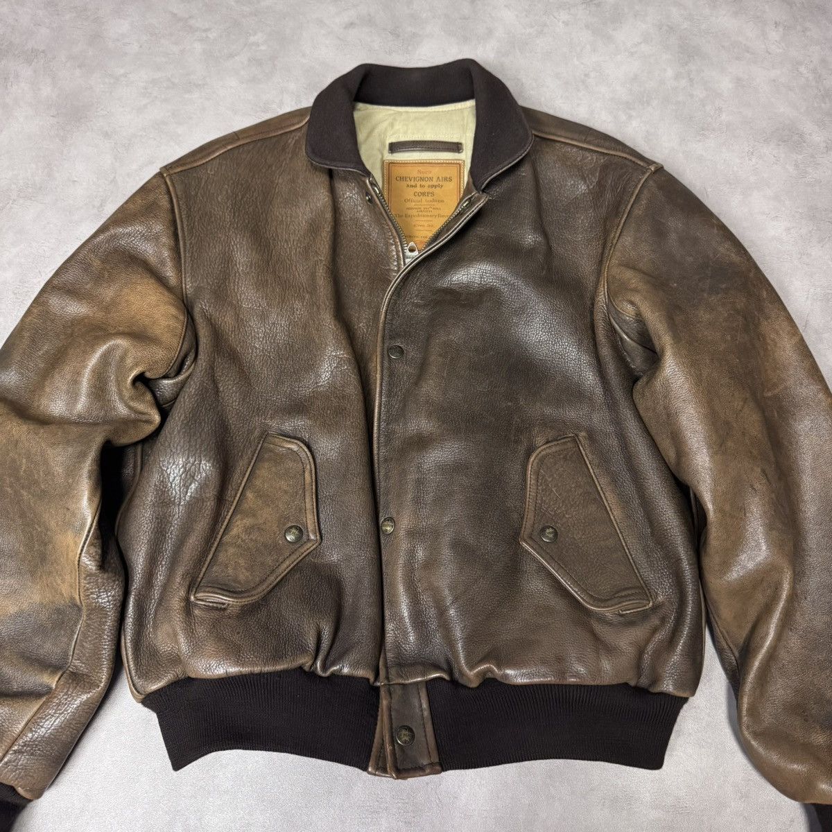 Chevignon Vintage Chevignon Leather Bomber Jacket Aviator Flight A-2 Size US M / EU 48-50 / 2 - 7 Thumbnail