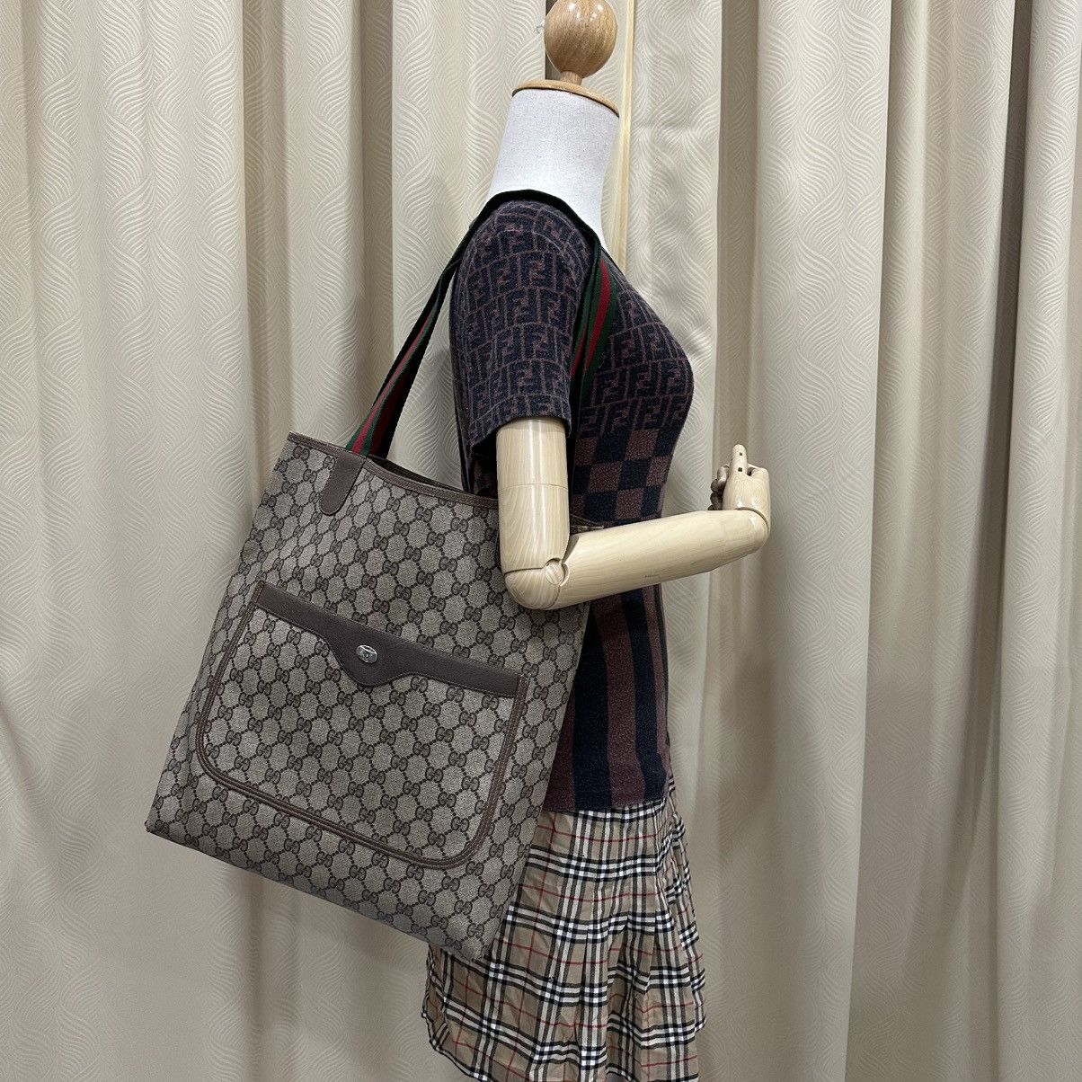 Gucci GUCCI VINTAGE WEB SHEERY LINE TOTE BAG 31 Size ONE SIZE - 1 Thumbnail