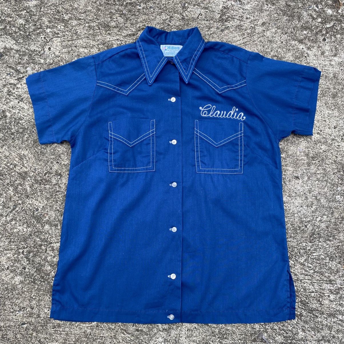 Vintage Hilton Blue Western Bowling Shirt Size S / US 4 / IT 40 - 1 Thumbnail