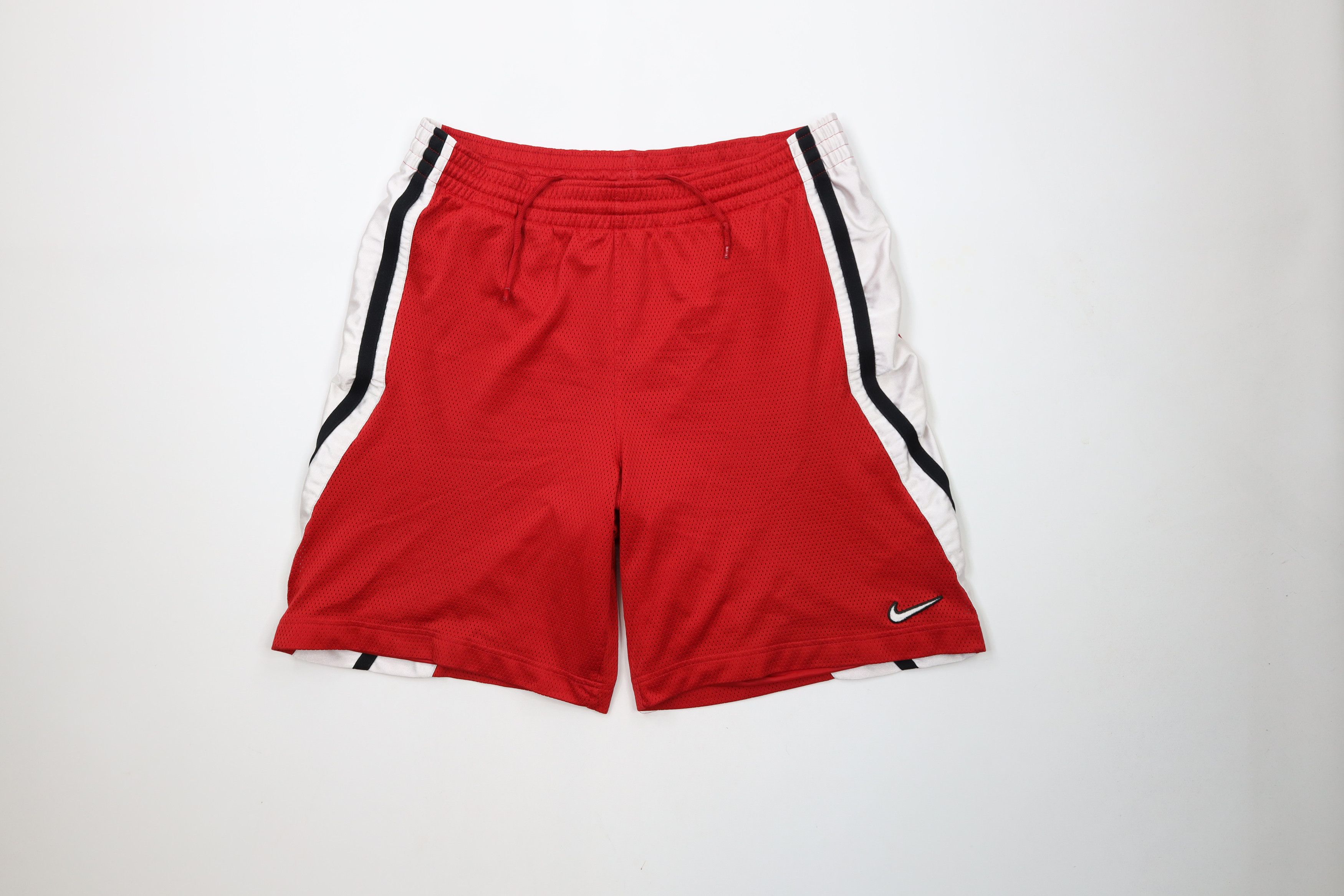 Nike × Vintage Vintage 90s Y2K Nike Scott Mini Swoosh Striped Mesh Shorts Size US 32 / EU 48 - 1 Thumbnail