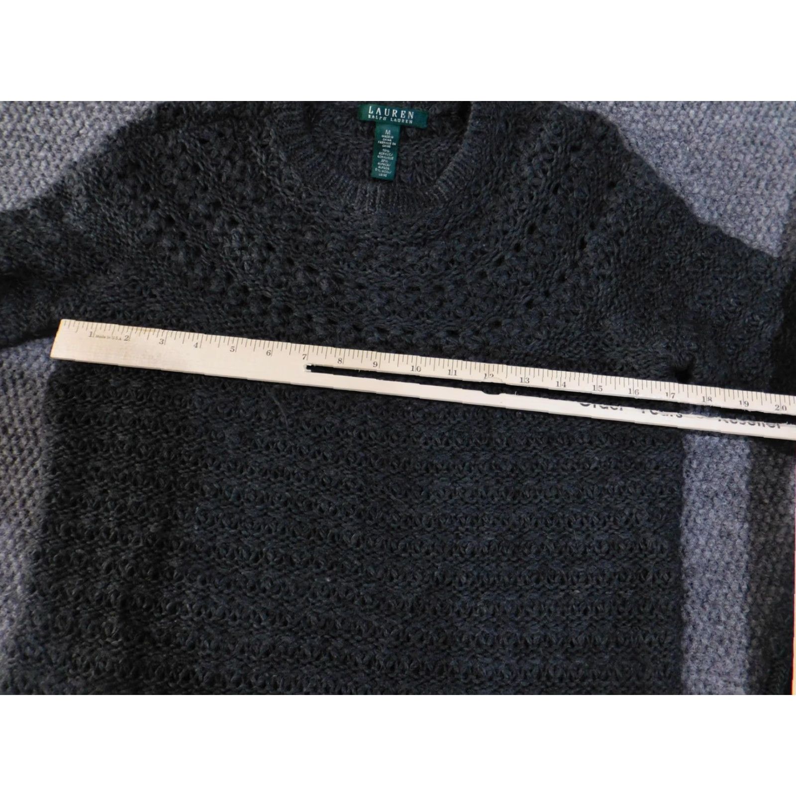 Ralph Lauren VINTAGE Lauren Ralph Lauren Sweater Womens M Gray Alpaca Blend Open Knit Crewneck Size M / US 6-8 / IT 42-44 - 6 Thumbnail