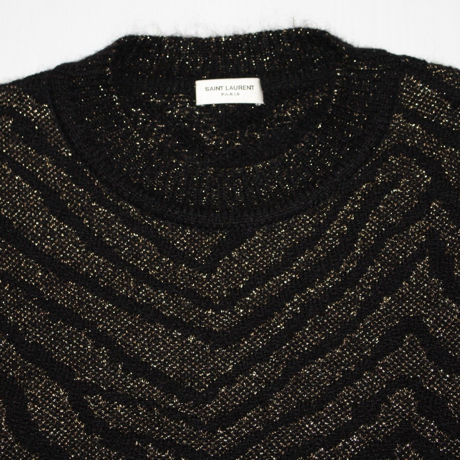 Saint Laurent Paris Zebra Print Lurex Mohair Black Sweater in size M NWT $1705 Size M / US 6-8 / IT 42-44 - 7 Thumbnail