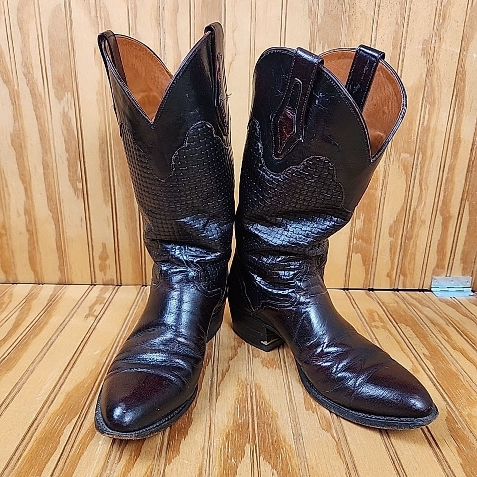 The Unbranded Brand Handmade Woven Leather El Dorado Western Cowboy Boots Men 9D Size US 9 / EU 42 - 8 Thumbnail