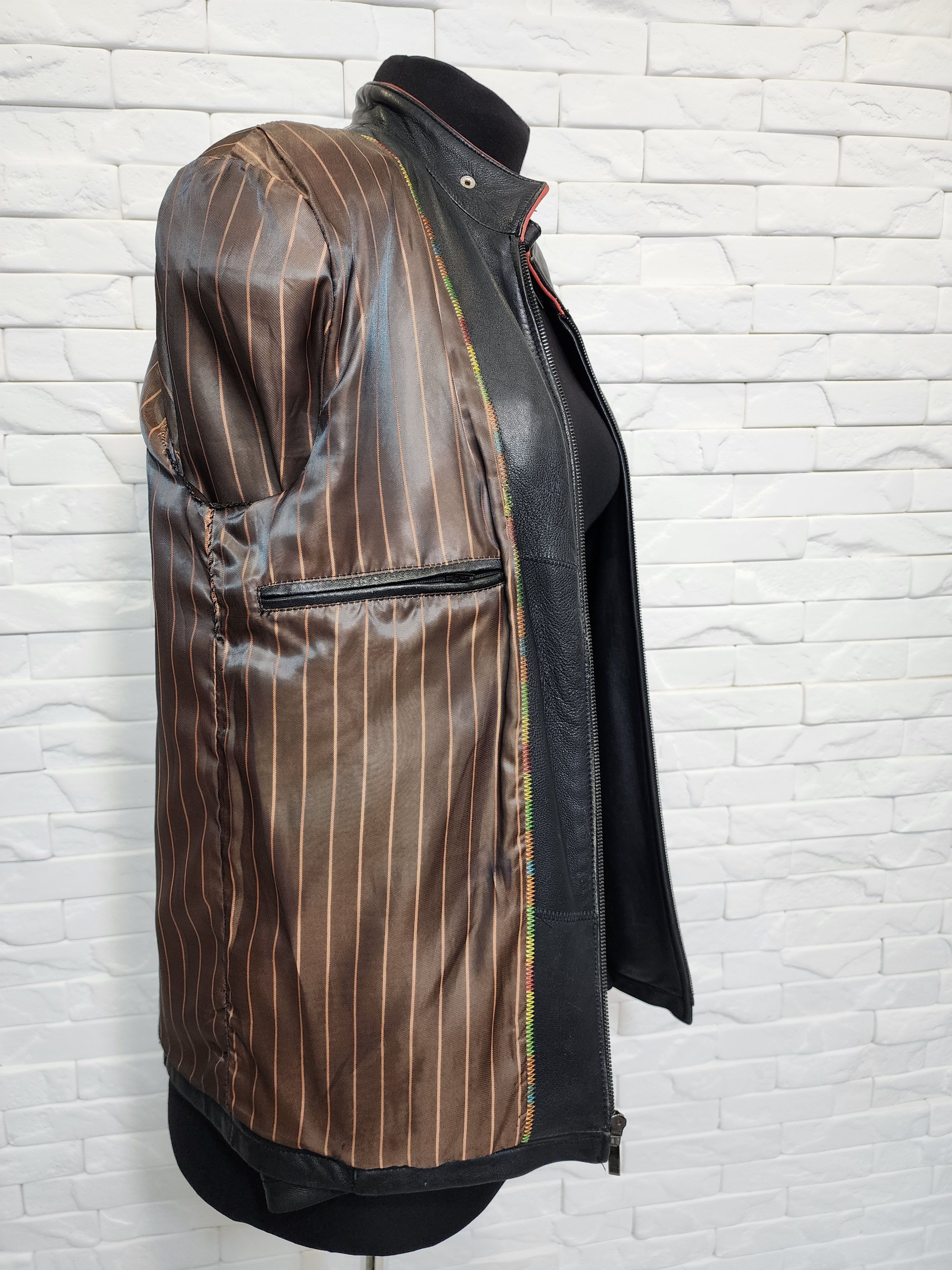 Genuine Leather Stylish Black Genuine Leather Jacket: Men's Zippered Style Size US M / EU 48-50 / 2 - 10 Thumbnail