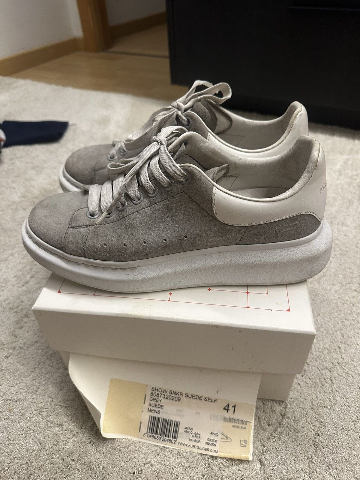 Alexander McQueen × Designer Alexander Mcqueen Grey Suede SNKR Size US 7 / EU 40 - 4 Thumbnail
