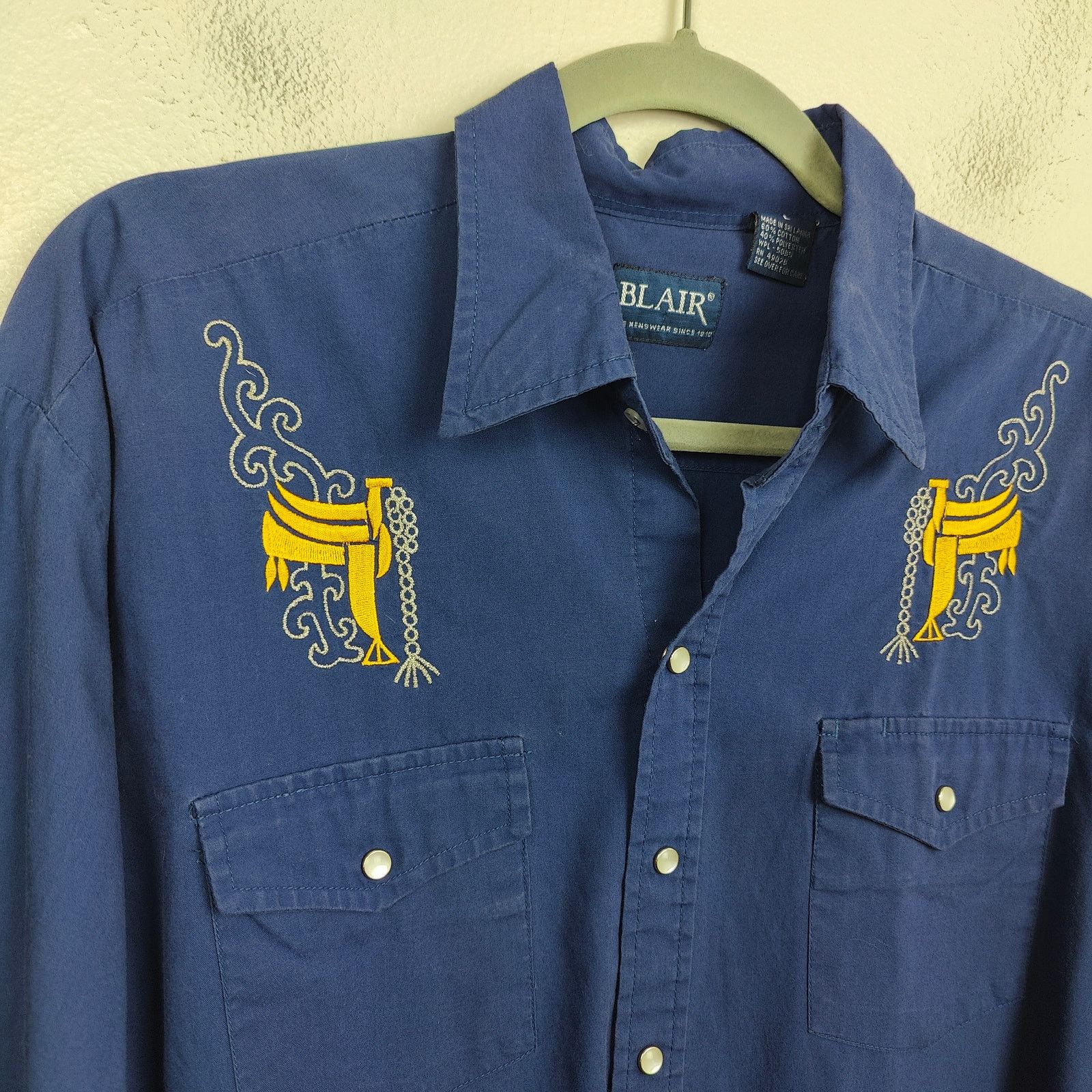 Other Vintage Blair Pearl Snap Shirt Men Large Navy Blue Cowboy Size US L / EU 52-54 / 3 - 2 Thumbnail