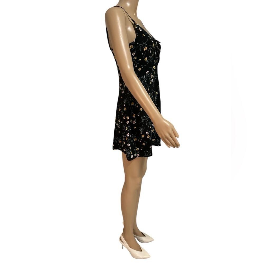 H&M Floral Black Mini Dress Size S / US 4 / IT 40 - 2 Thumbnail
