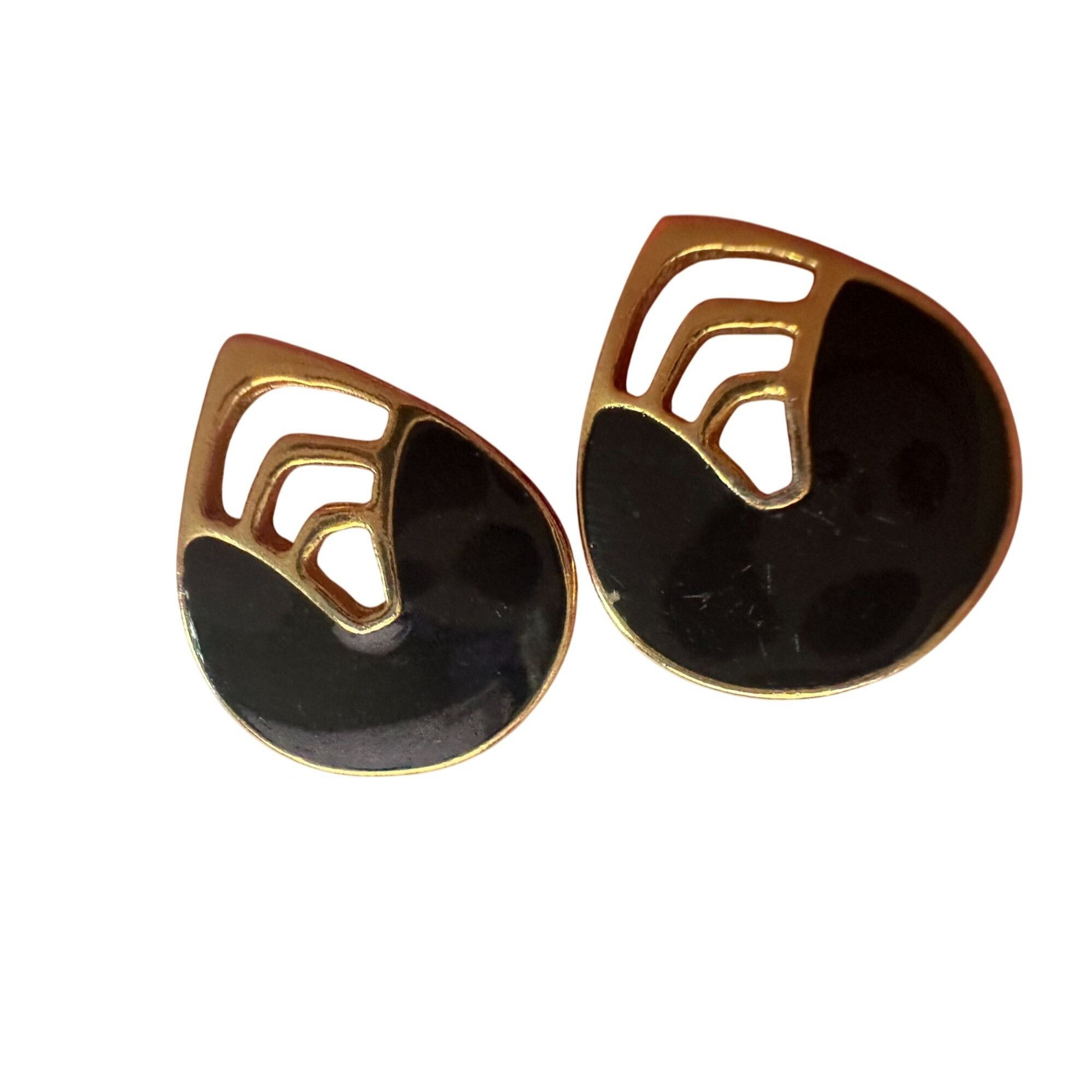 Other Women's Black and Gold Tear Drop Shaped Stud Earrings Size ONE SIZE - 4 Thumbnail