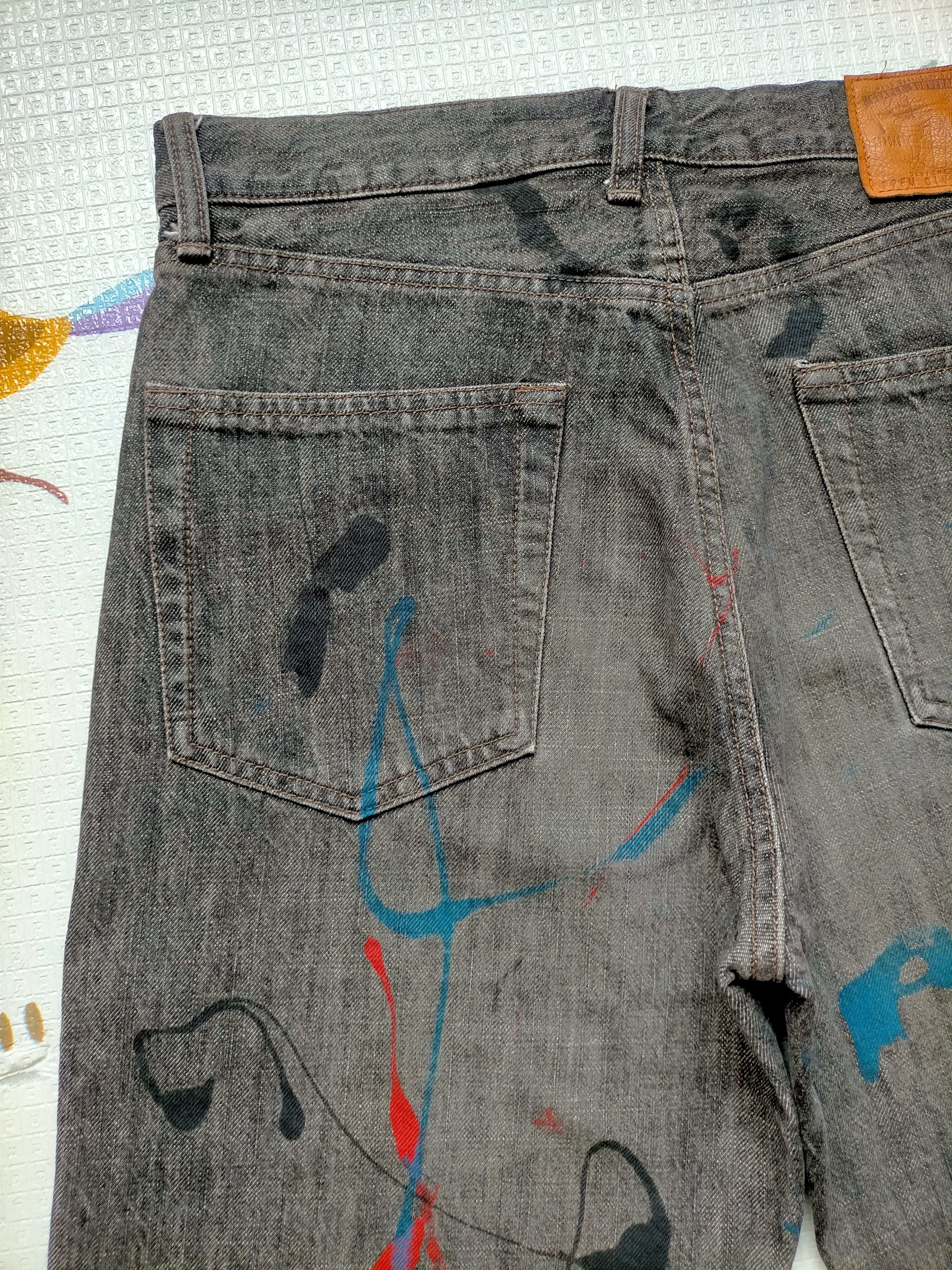 PPFM 🔥Rare ❗PPFM Patchwork Painted Black Button fly jeans Size US 31 - 12 Thumbnail