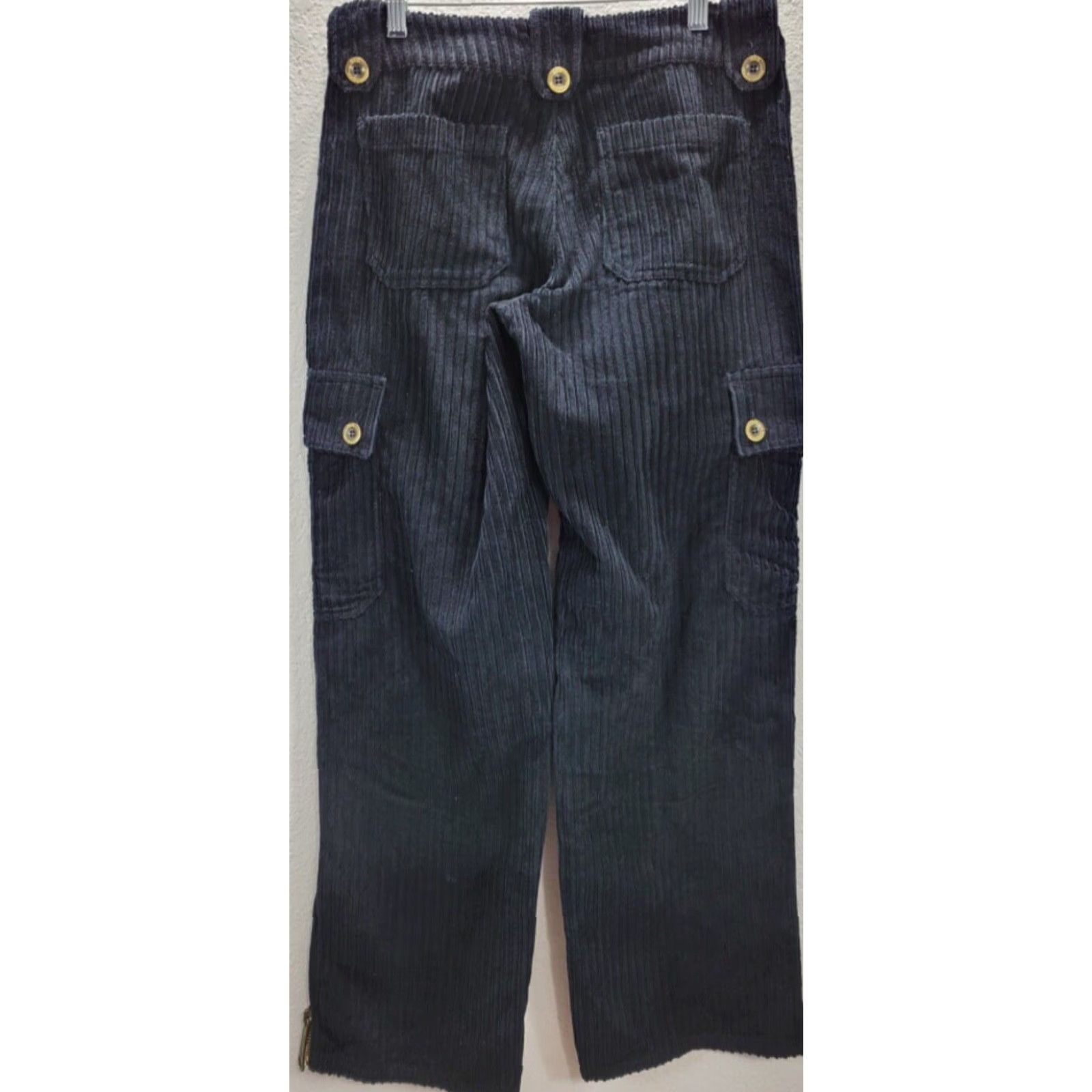 Dolce & Gabbana VINTAGE Dolce&Gabbana Womens Pants 26 Black Corduroy Wide Leg Side Zip Y2K Cargo 90s Womens Size 26" / US 2 / IT 38 - 3 Thumbnail