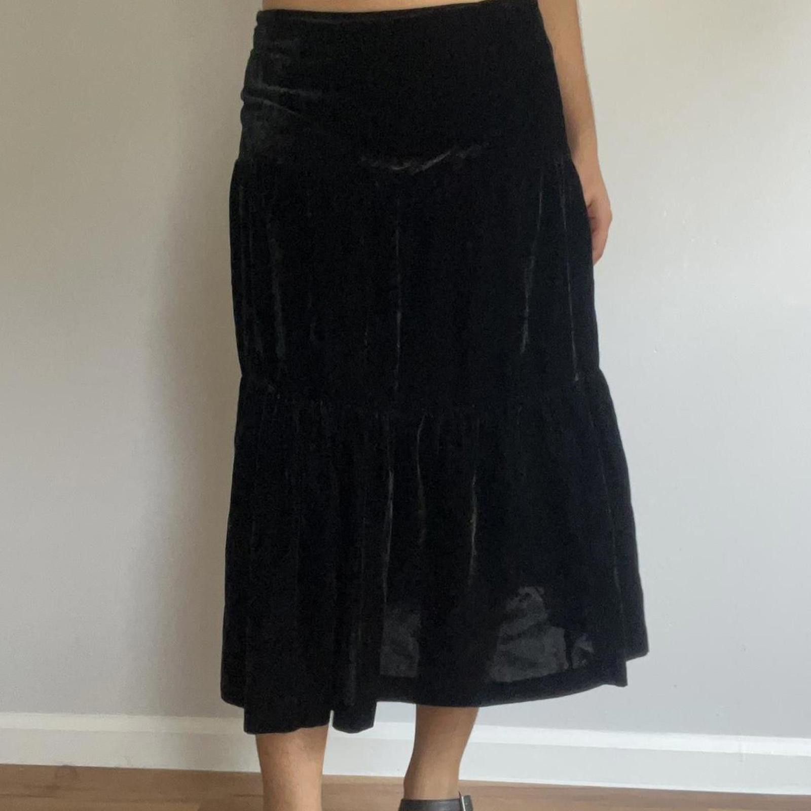Other Black velvet tiered skirt Size 28" / US 6 / IT 42 - 2 Thumbnail
